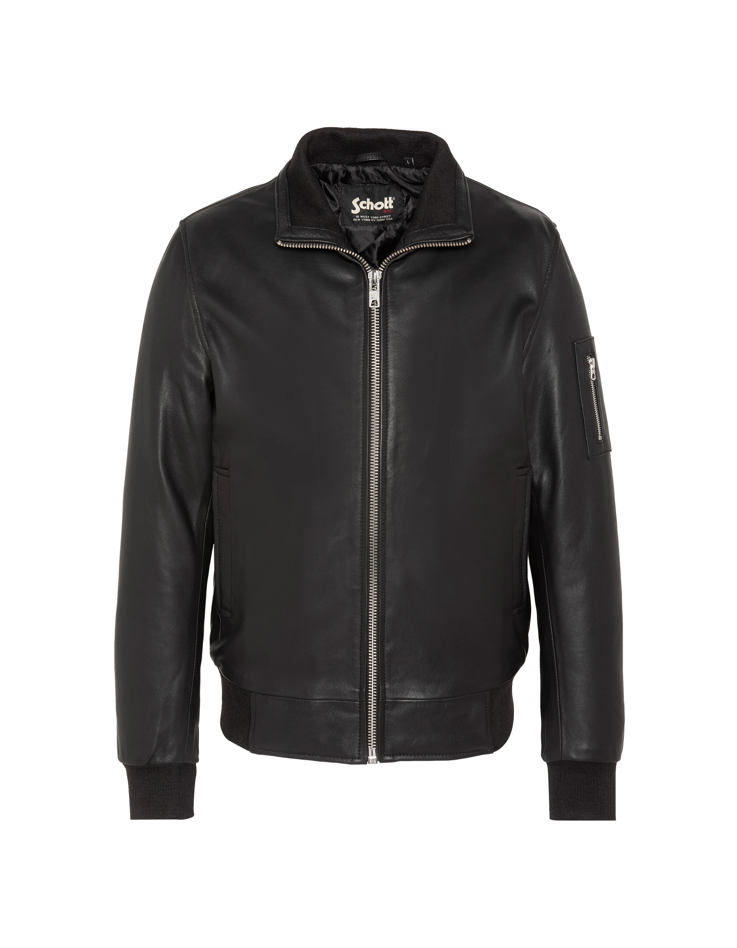 Black jacket stand-up collar, lambskin leather