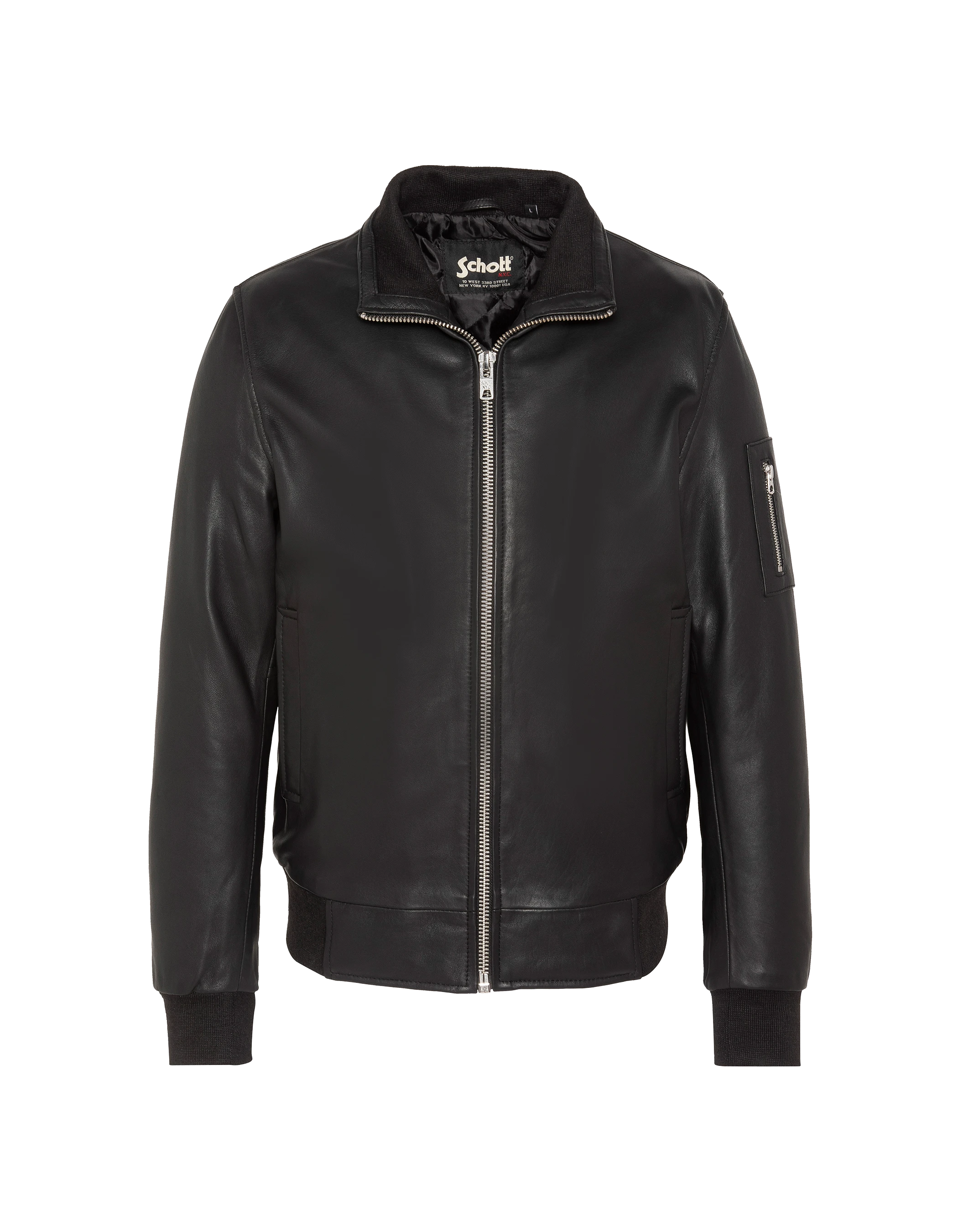 Black jacket stand-up collar, lambskin leather-2