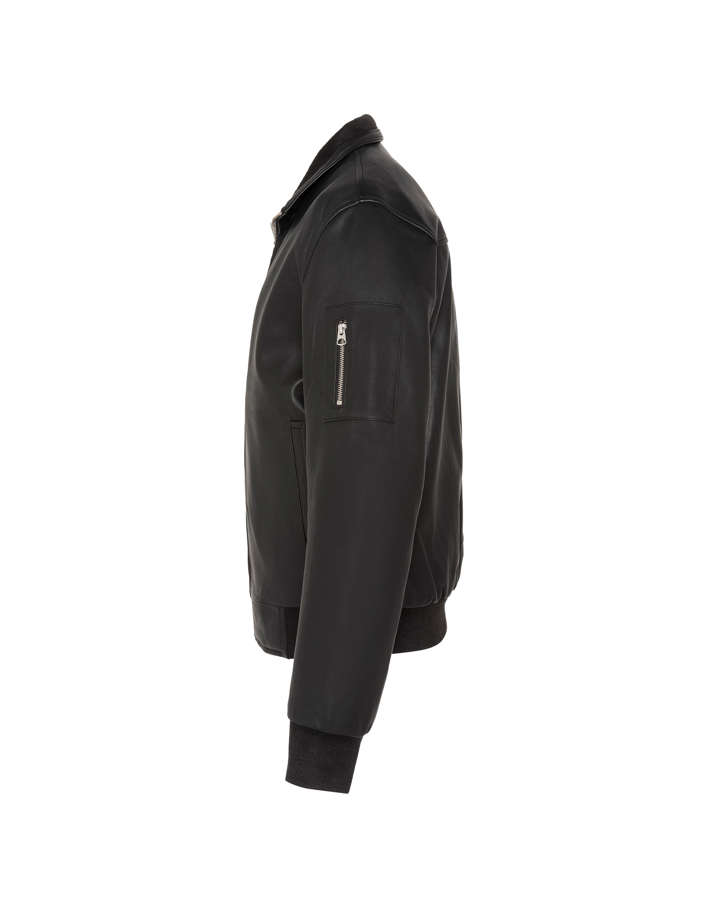 Black jacket stand-up collar, lambskin leather