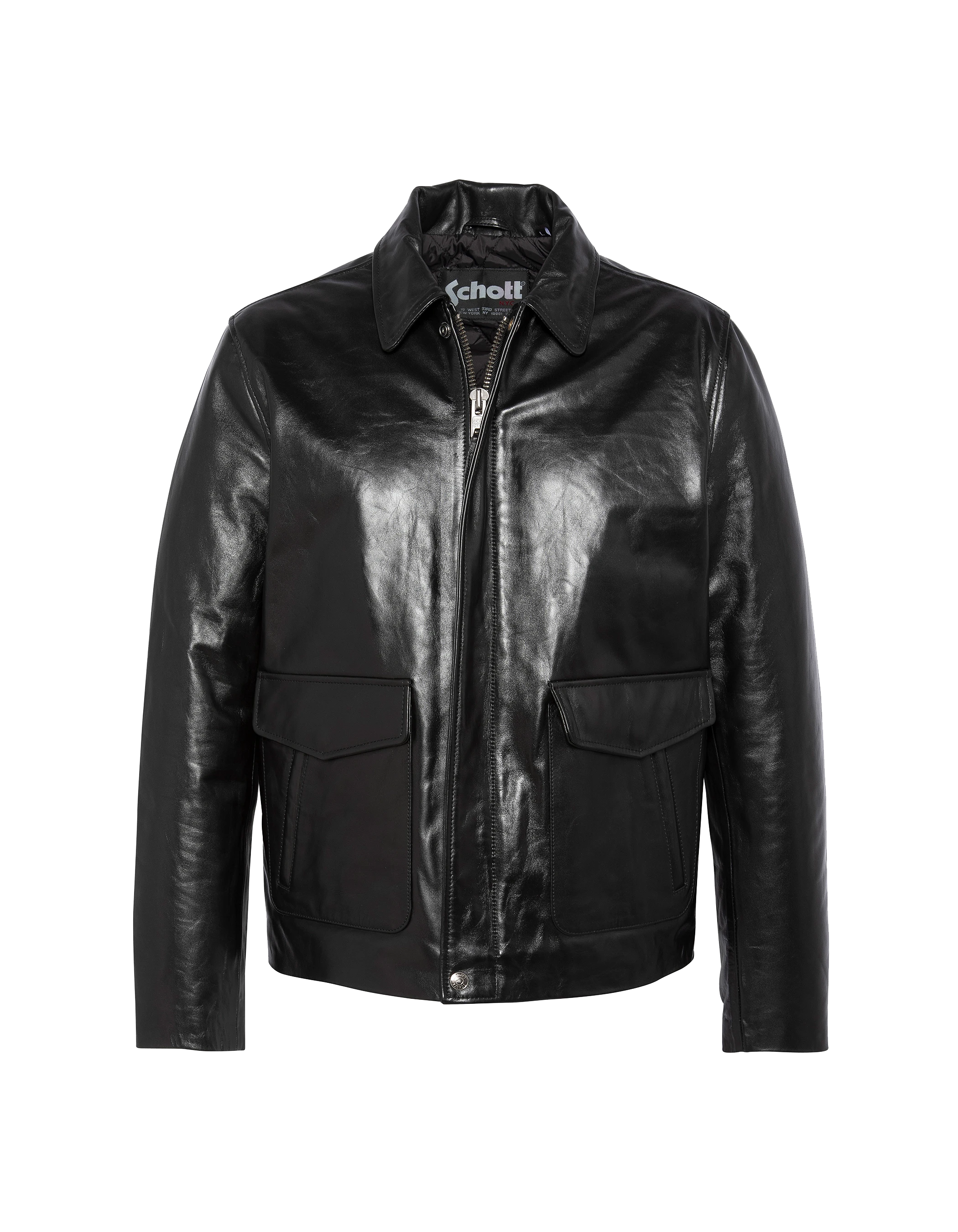 Chaqueta negra retro, cuero de cuero de vaca-2