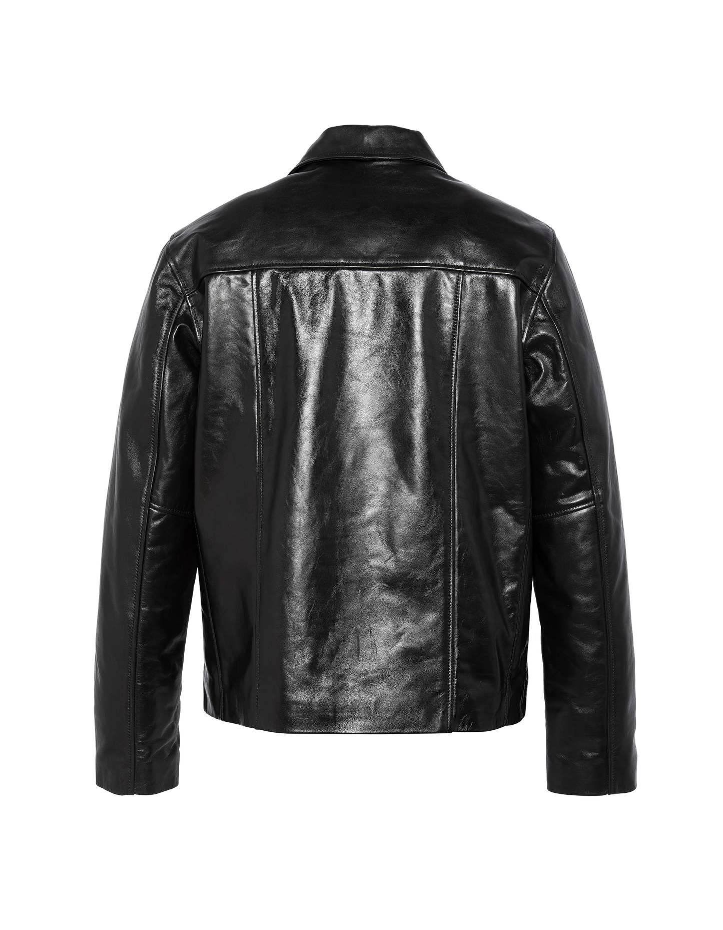 Chaqueta negra retro, cuero de cuero de vaca