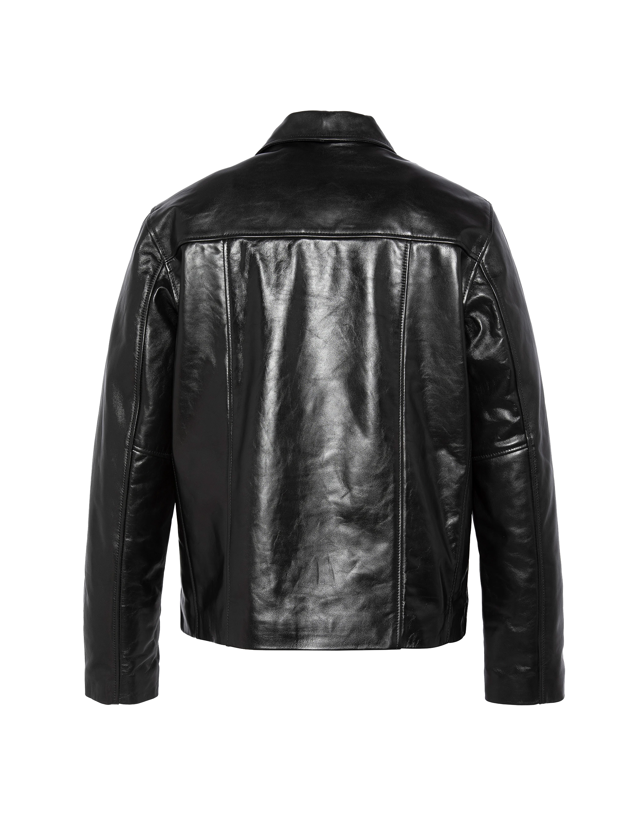 Chaqueta negra retro, cuero de cuero de vaca-9