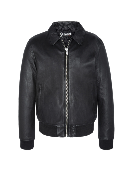 Black hooded jacket, lambskin leather - LCHURBAN | Schott NYC®
