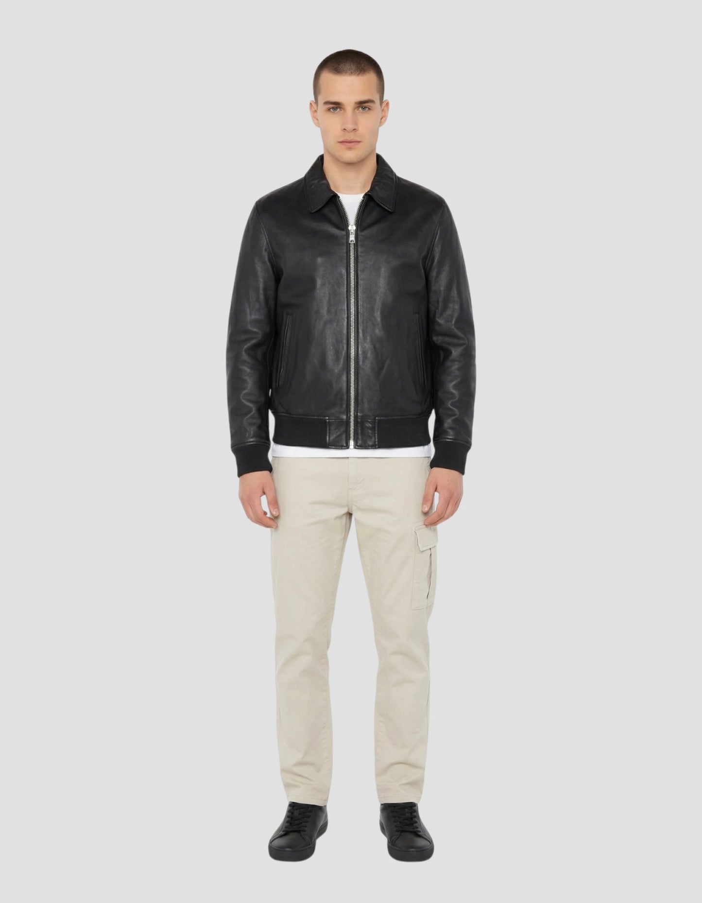 Black casual jacket, lamb leather