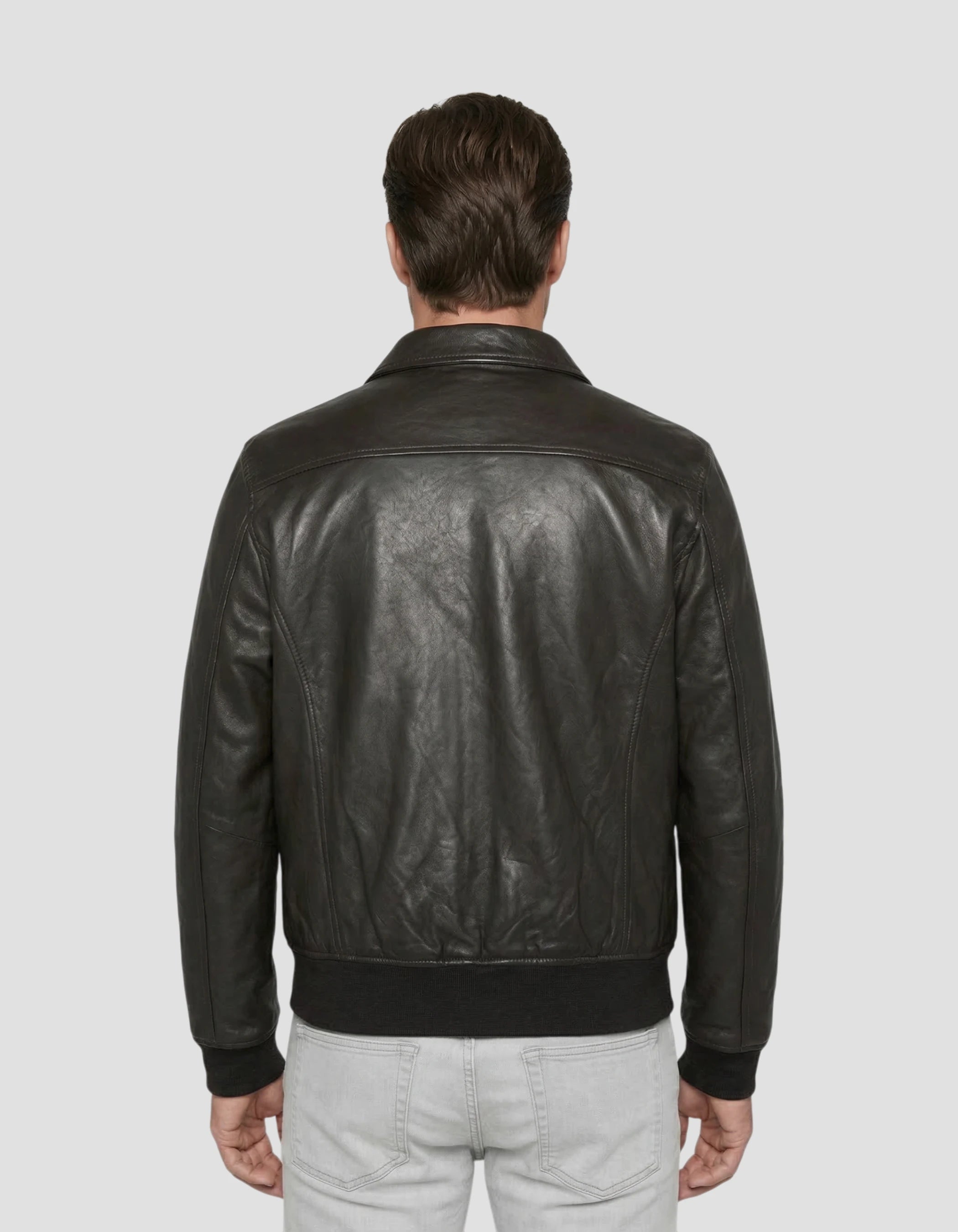 Blouson casual marron, cuir d'agneau-4