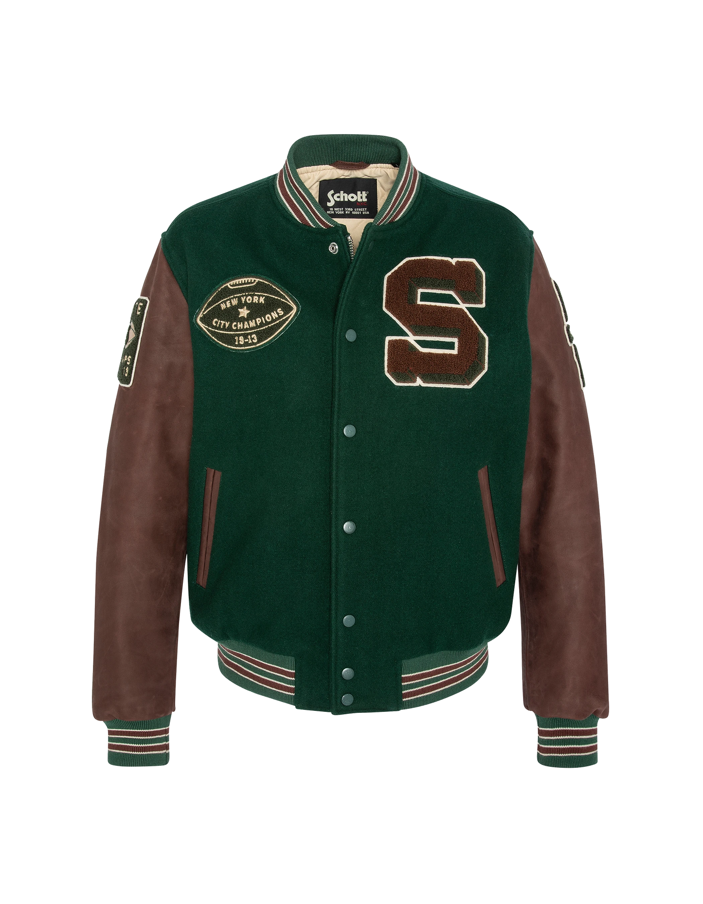 Green teddy jacket and cordovan, cowhide leather