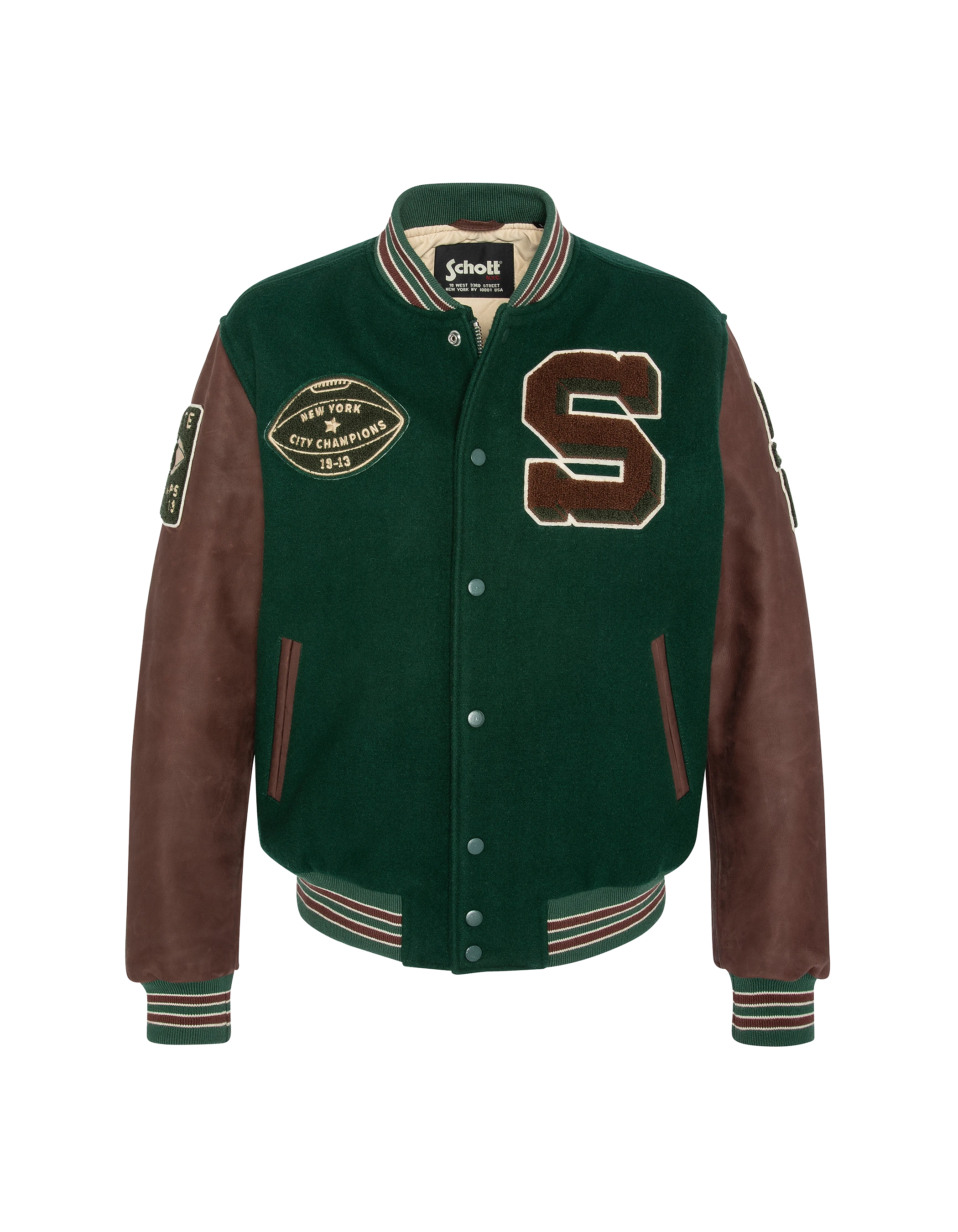 Green teddy jacket and cordovan, cowhide leather-1