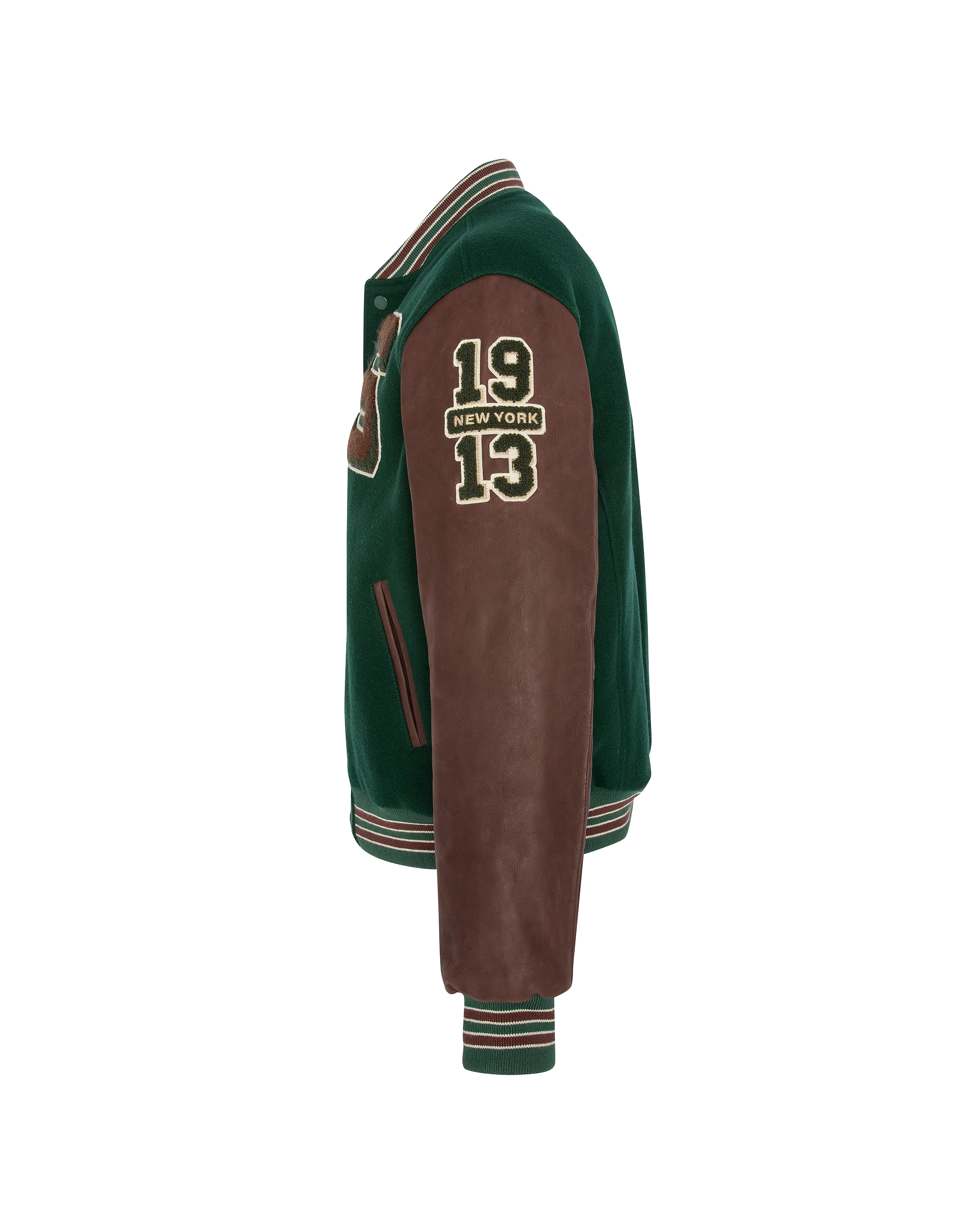 Green teddy jacket and cordovan, cowhide leather-4