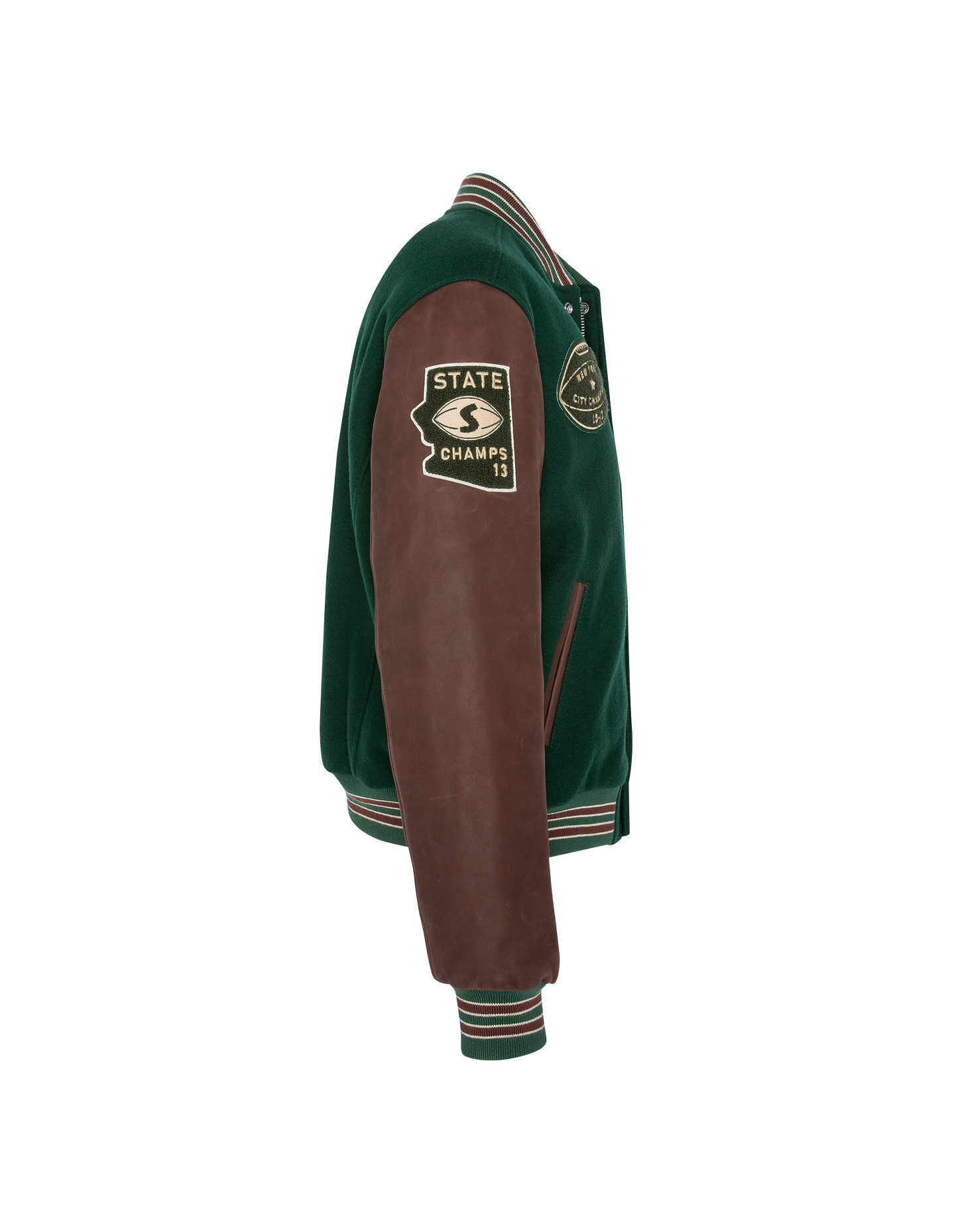 Green teddy jacket and cordovan, cowhide leather