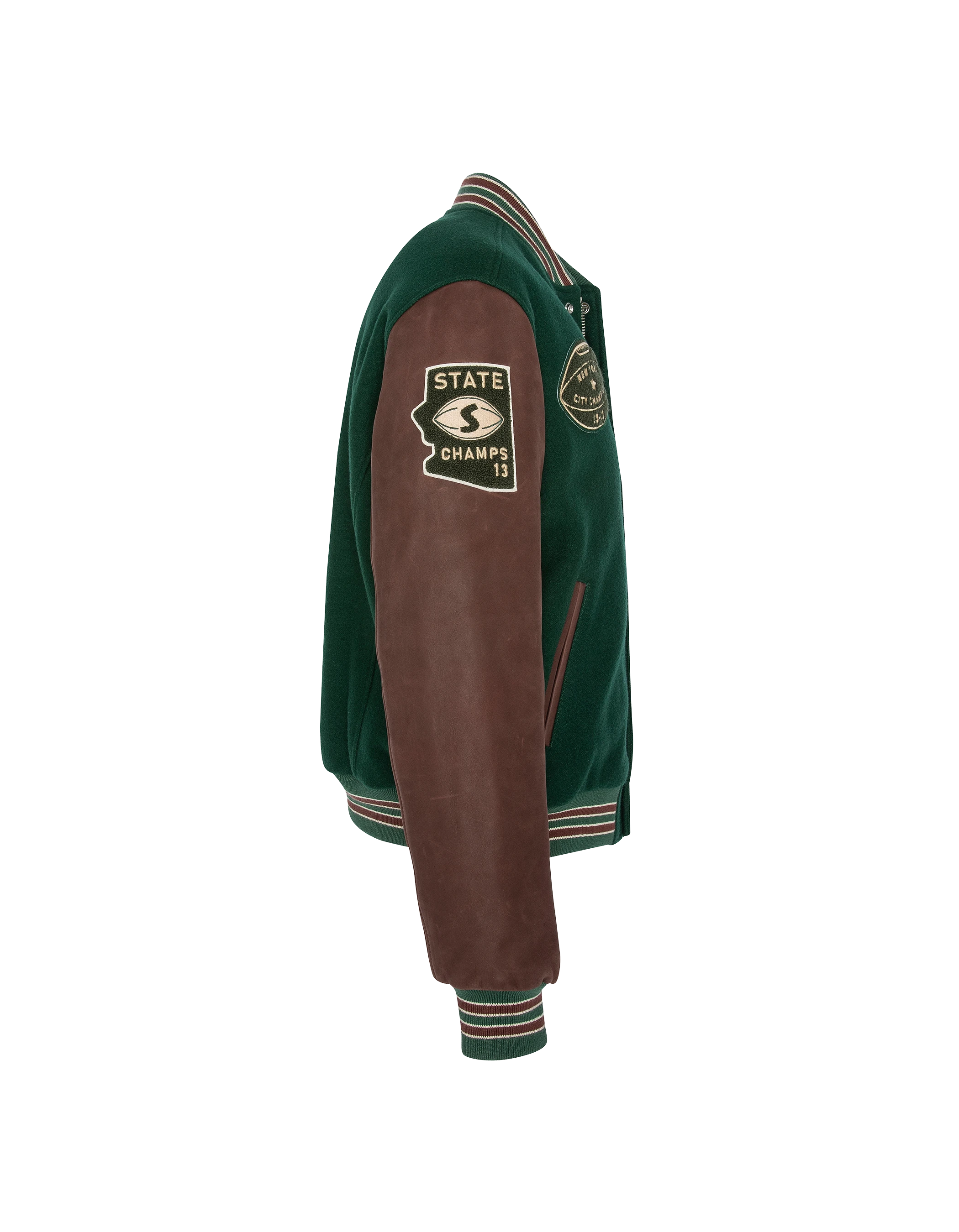 Green teddy jacket and cordovan, cowhide leather-3