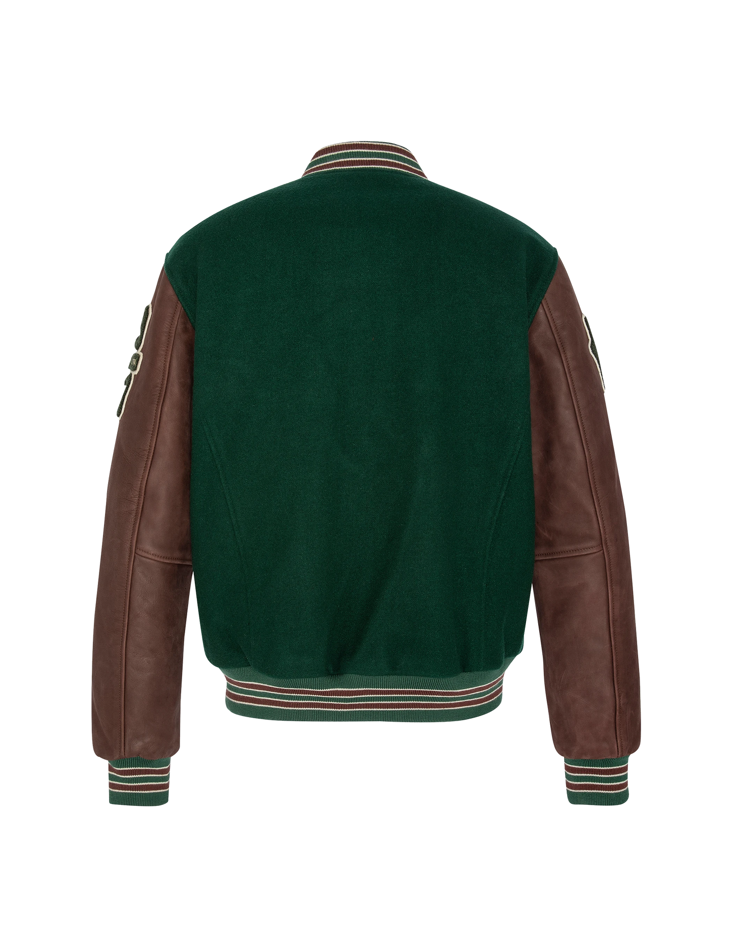 Green teddy jacket and cordovan, cowhide leather