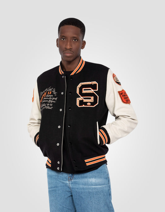 Blouson teddy Brodé, cuir de vachette