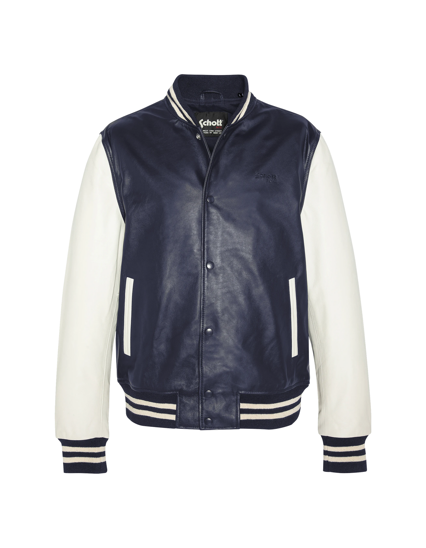 Marine und weiße Bicolor Teddy Jacke, Lammleder