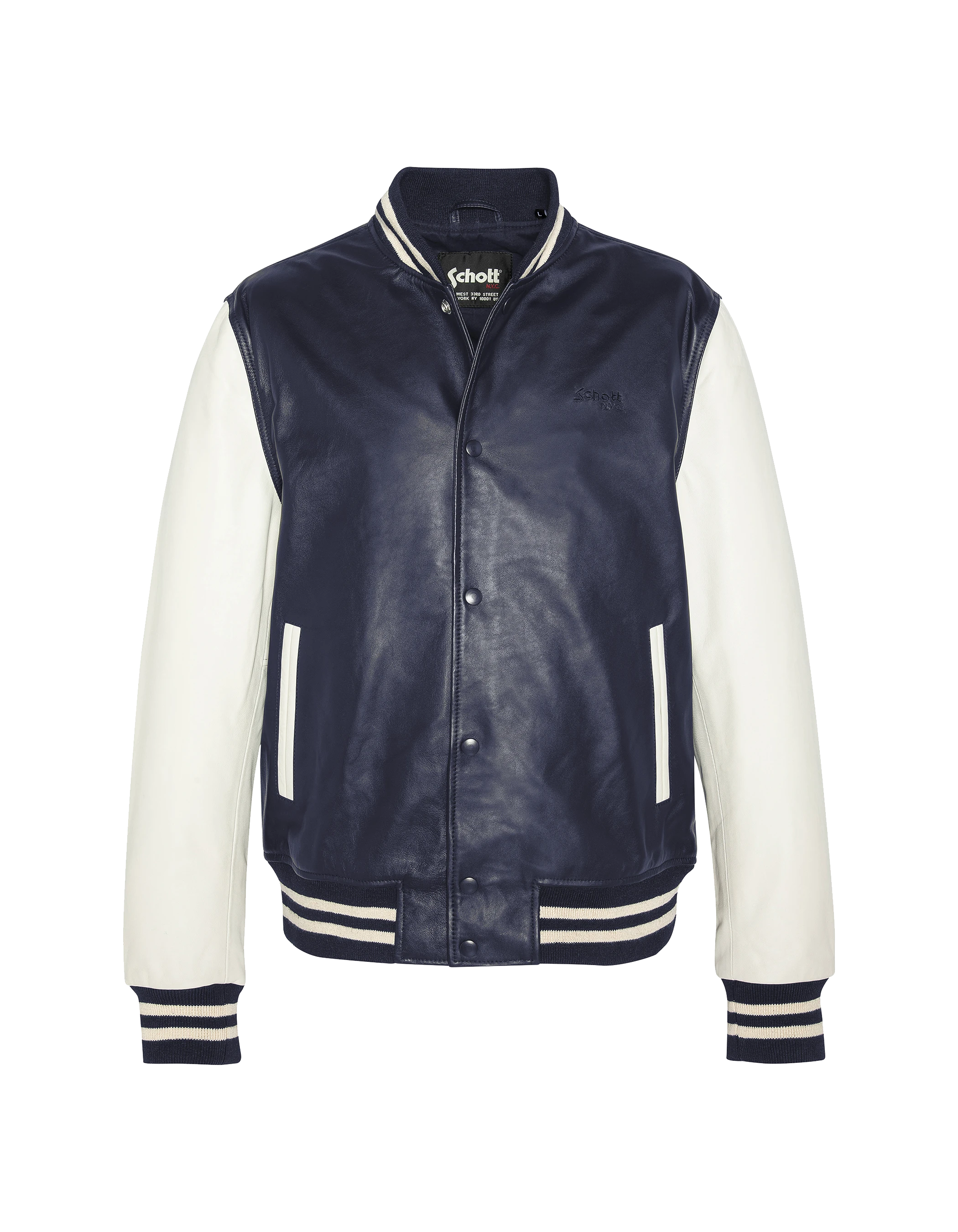 Marine und weiße Bicolor Teddy Jacke, Lammleder-2