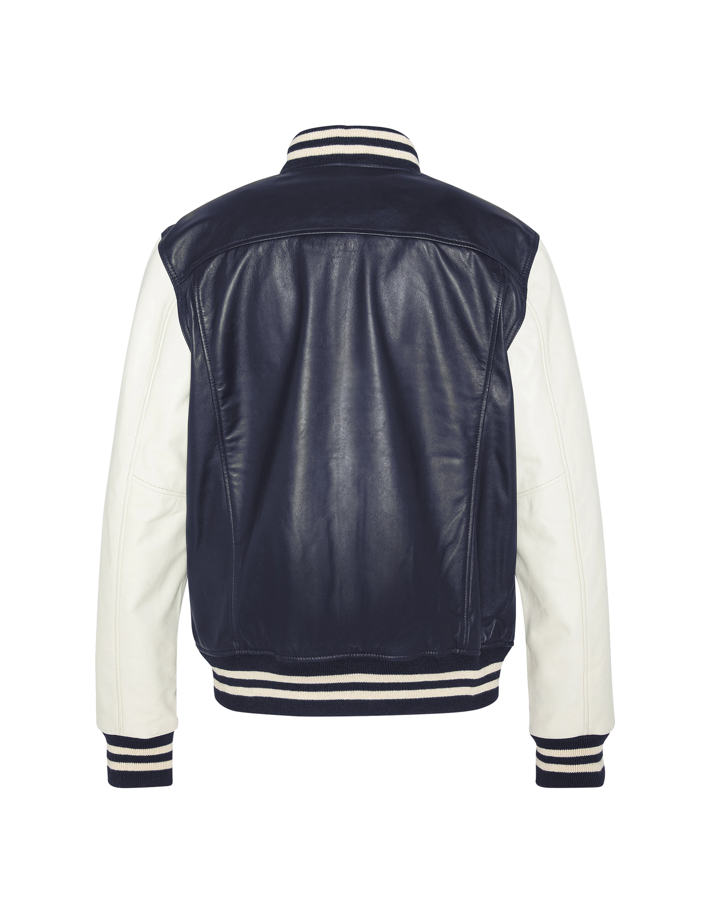 Marine und weiße Bicolor Teddy Jacke, Lammleder