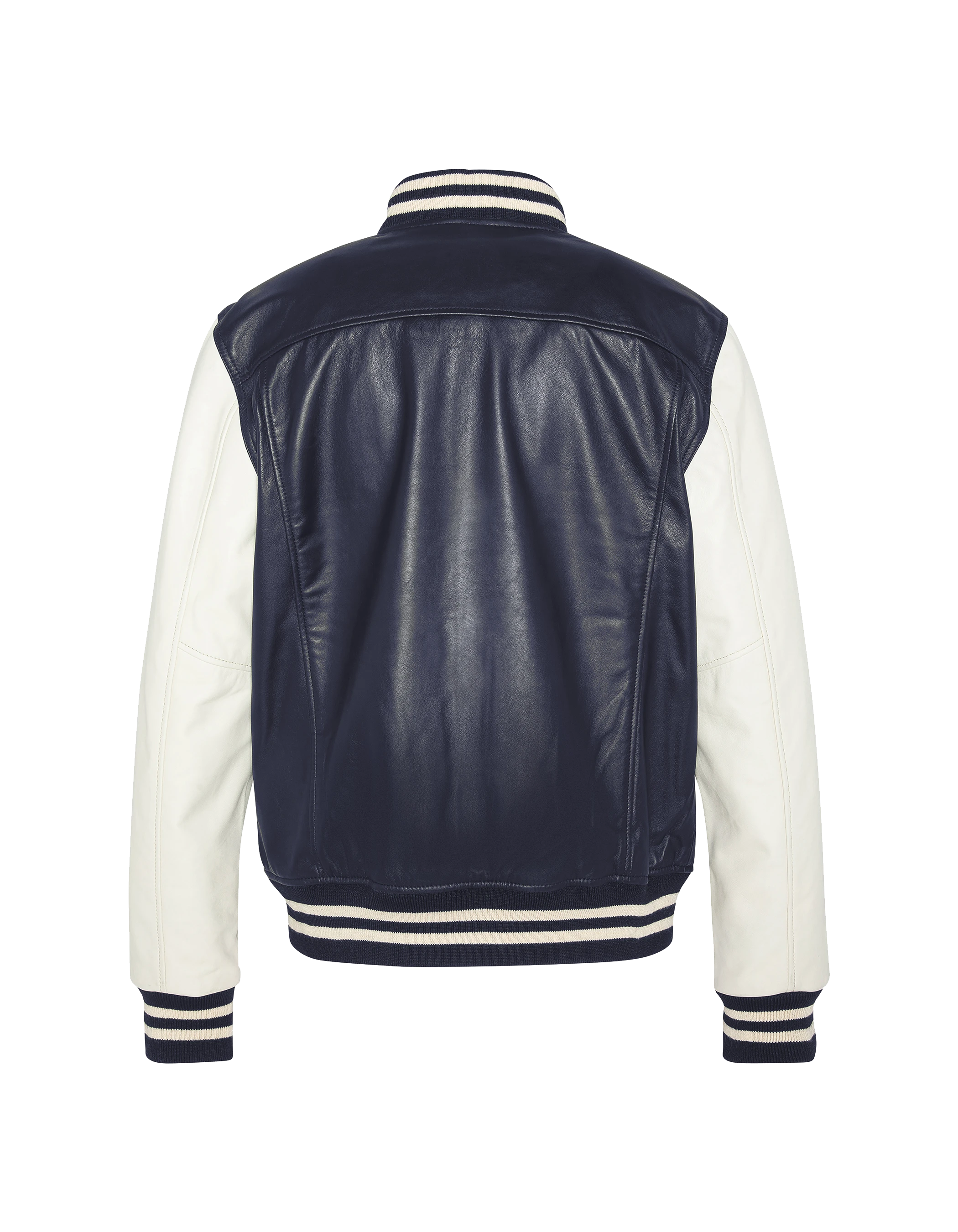 Marine und weiße Bicolor Teddy Jacke, Lammleder-7