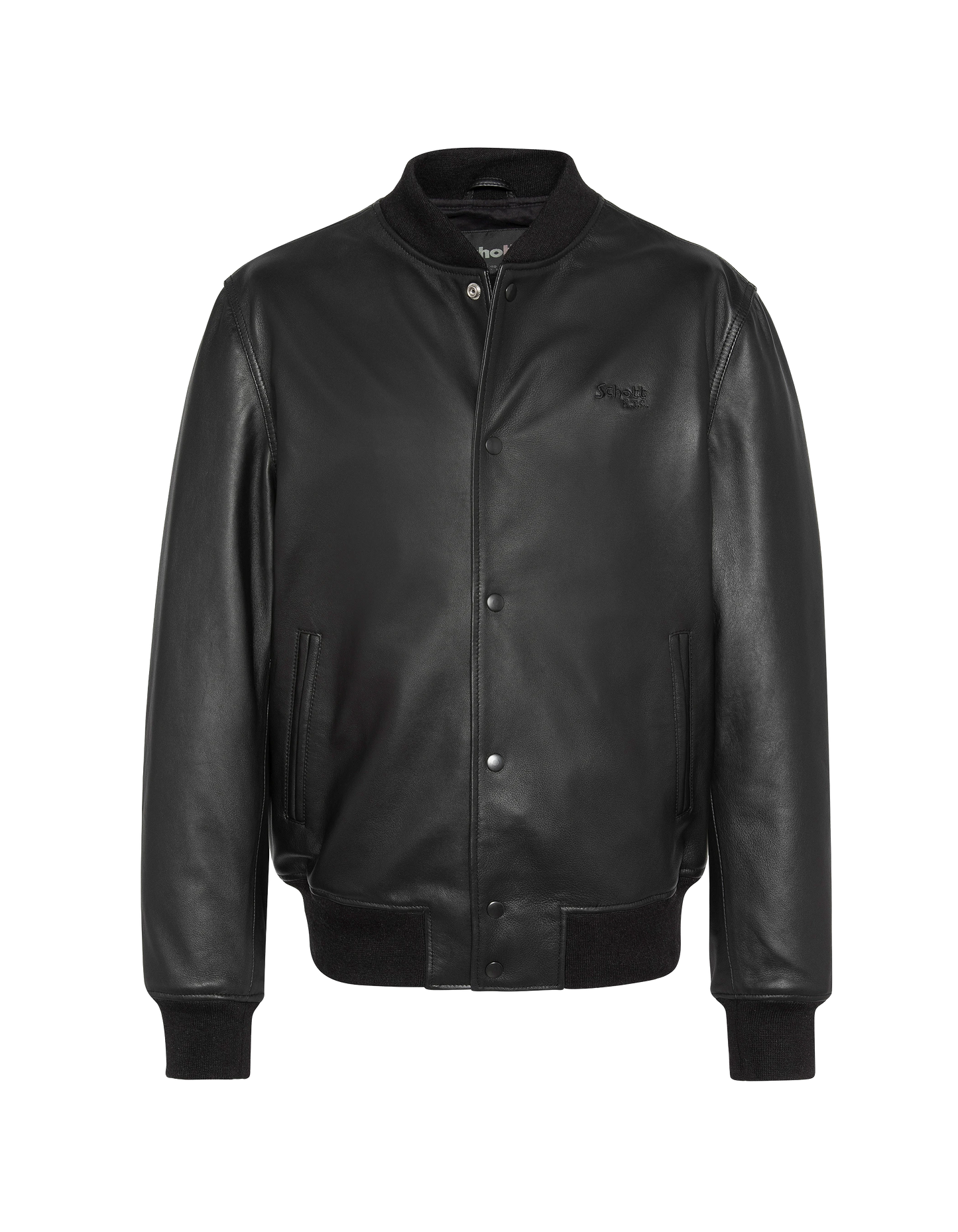 varsity jacket full black, lambskin leather