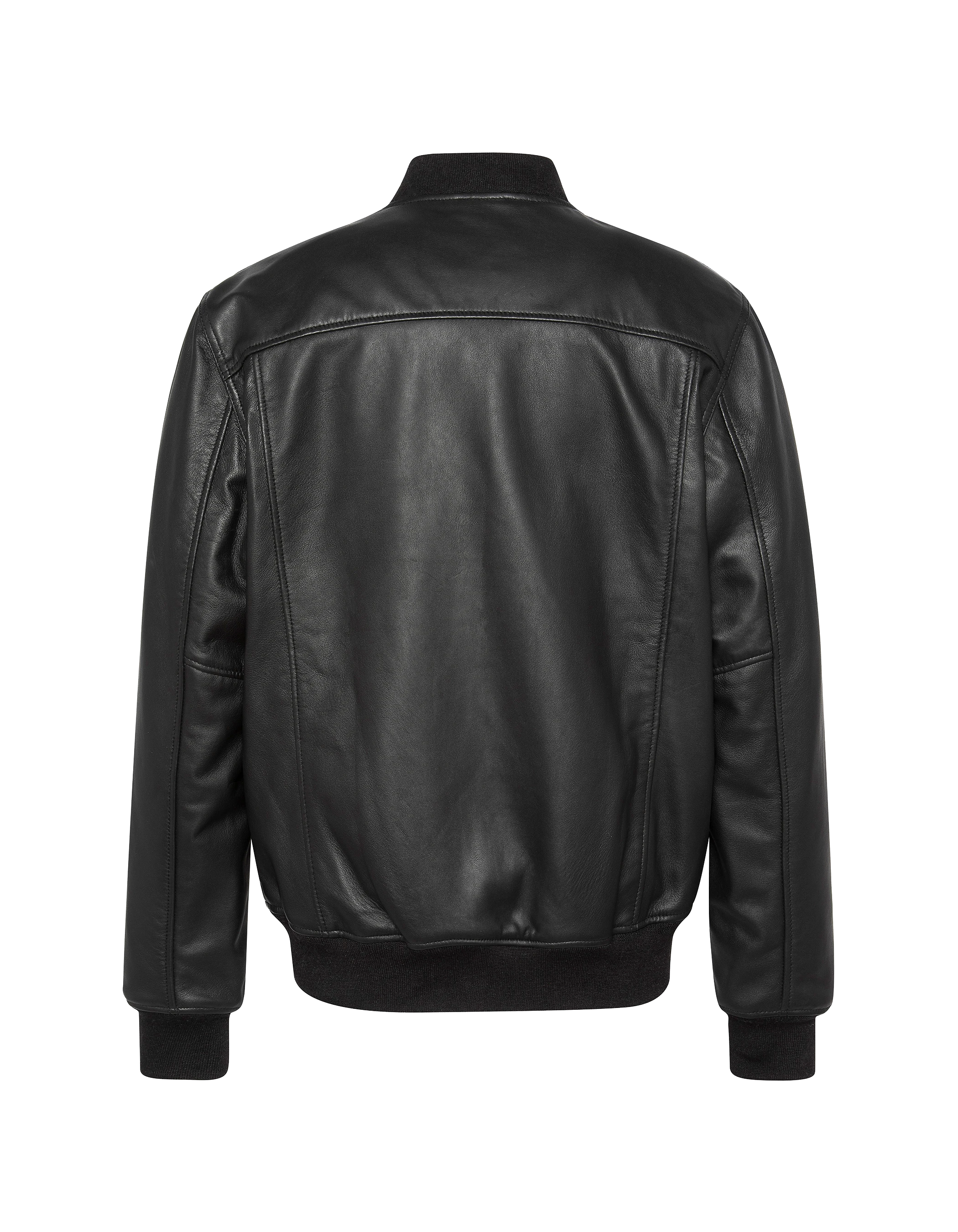 varsity jacket full black, lambskin leather-7