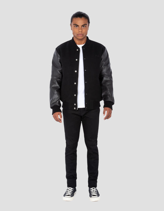 Full black teddy jacket, cowhide leather
