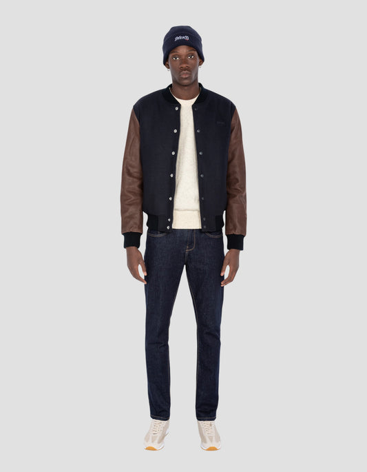 Giacca per orsacchiotto blu blu navy, pelle di mucca