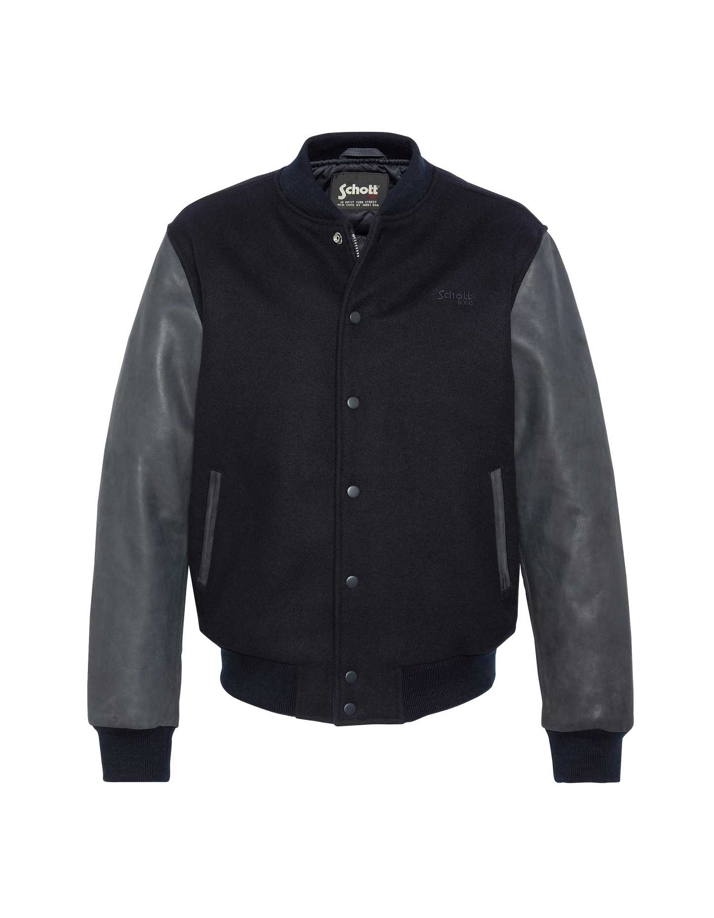 Marineblaue Teddyjacke, Kuhlädenleder