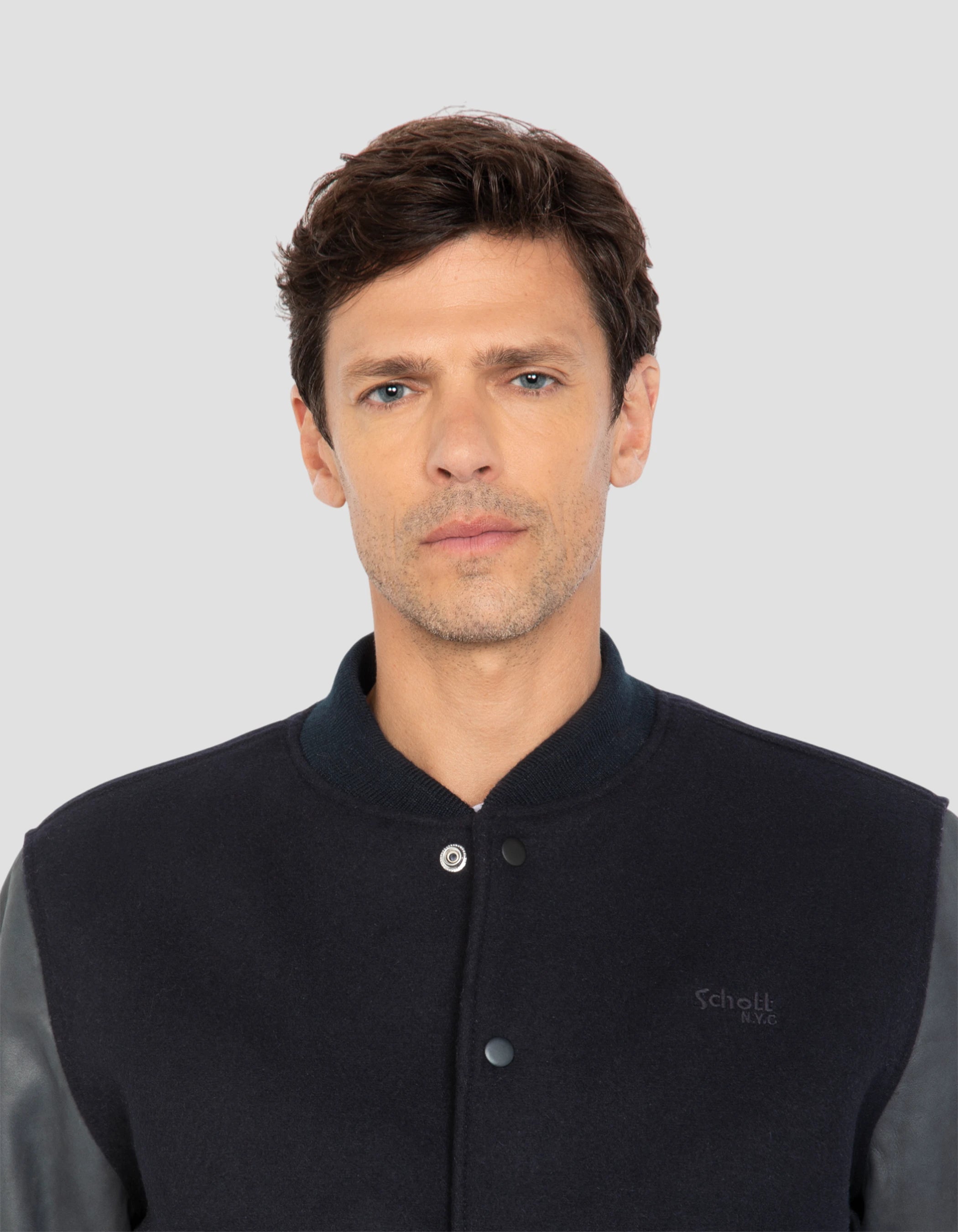 Marineblaue Teddyjacke, Kuhlädenleder-5