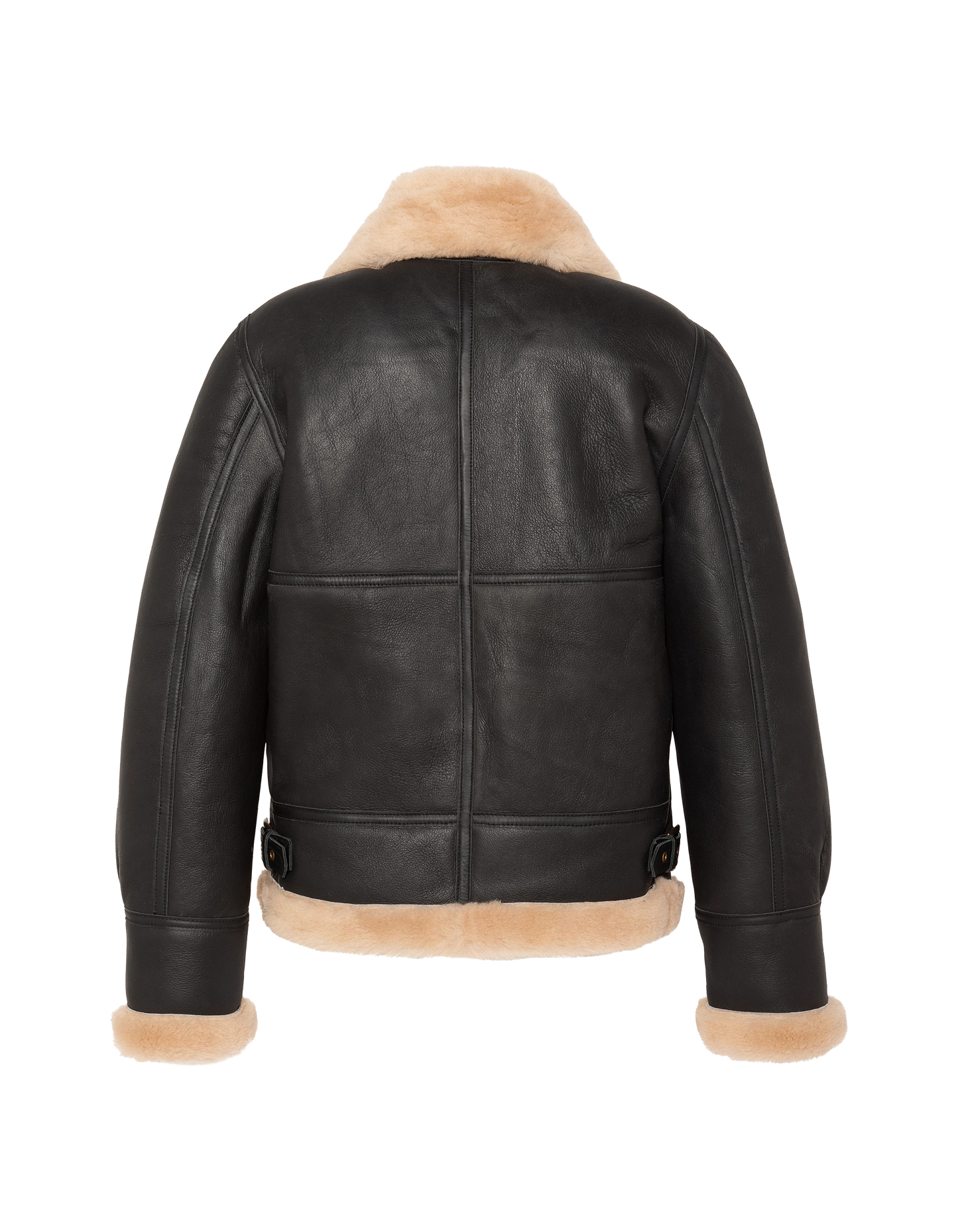 Blouson bombardier B-3 noir et beige, cuir de mouton, grande taille