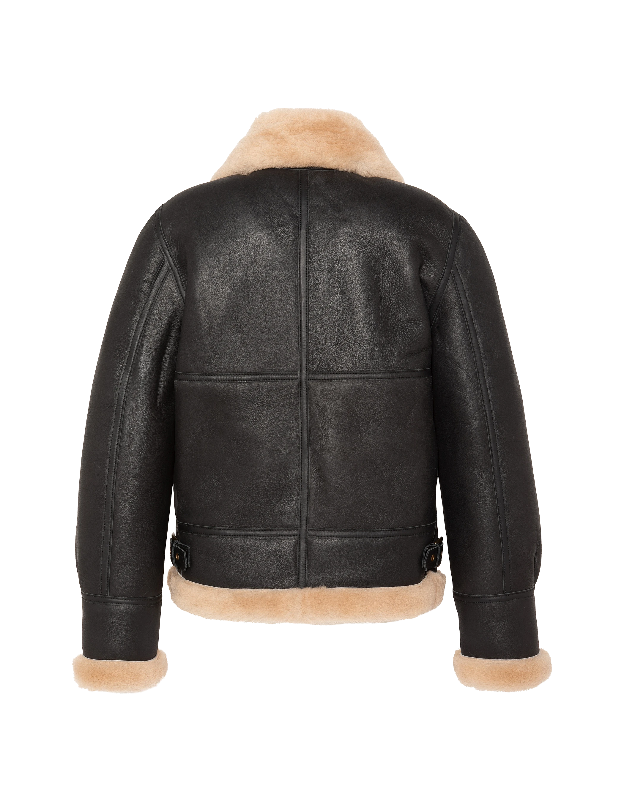 Blouson bombardier B-3 noir et beige, cuir de mouton, grande taille-2