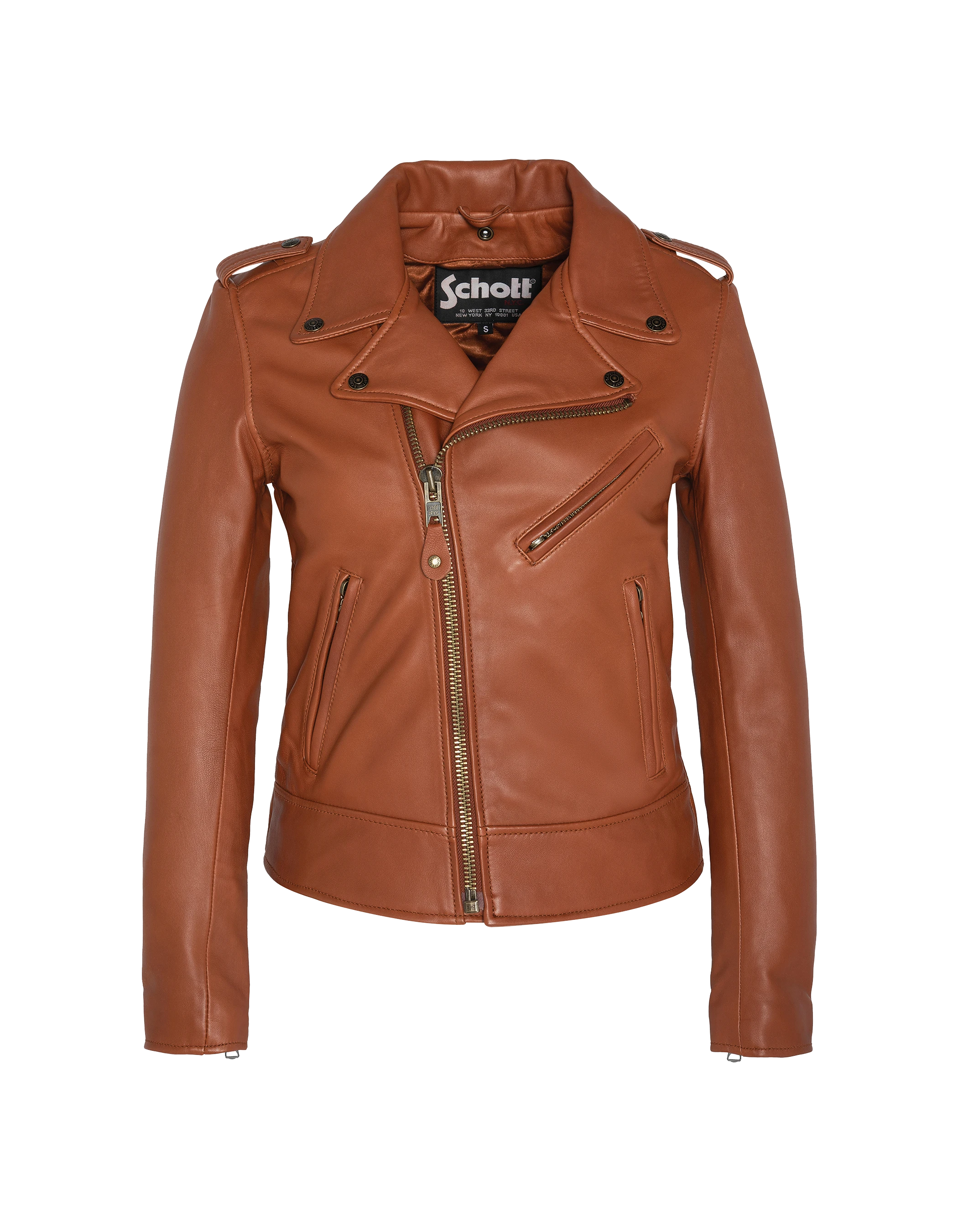 Chaqueta de coñac perfecto®, cuero de cordero-2