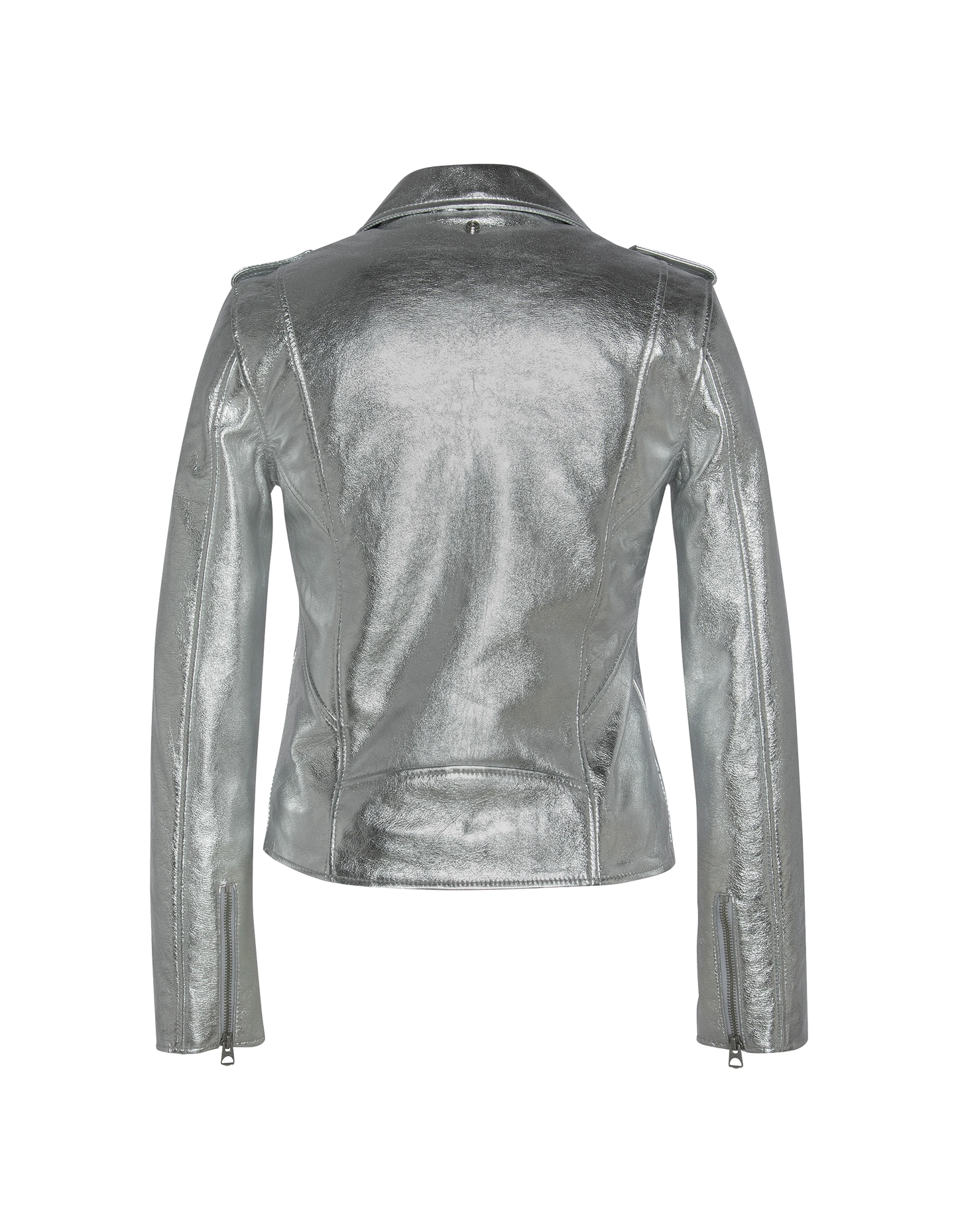 Blouson Perfecto® argenté, cuir d'agneau