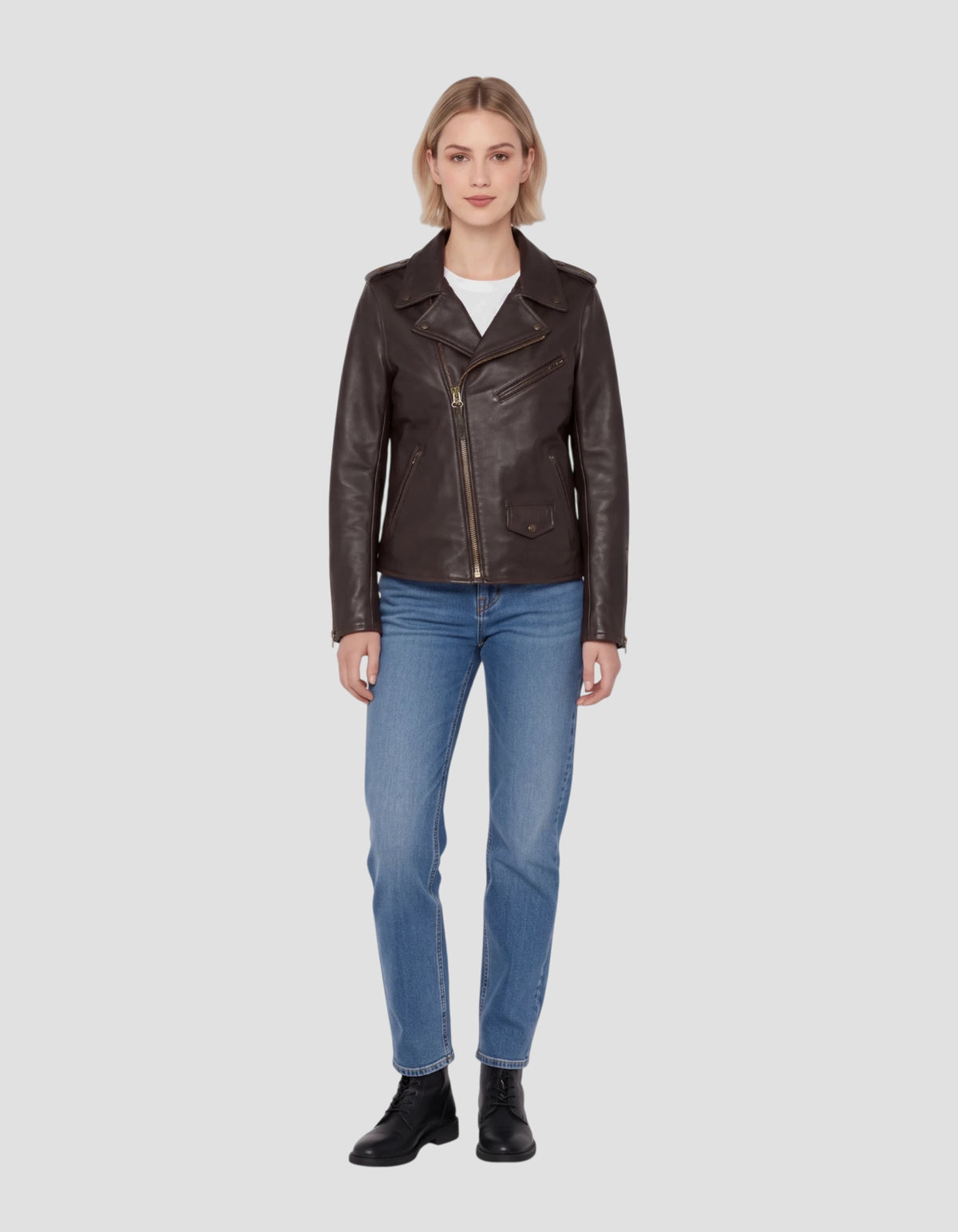 Dunkelbraune Perfecto® One Star Jacke aus Rindsleder-1