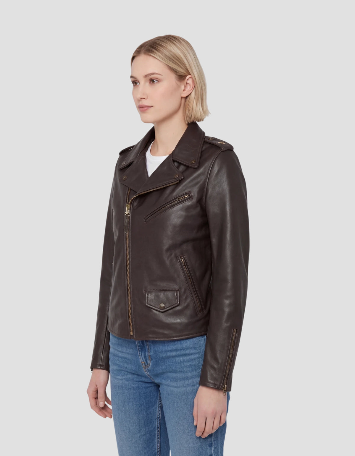 Dunkelbraune Perfecto® One Star Jacke aus Rindsleder