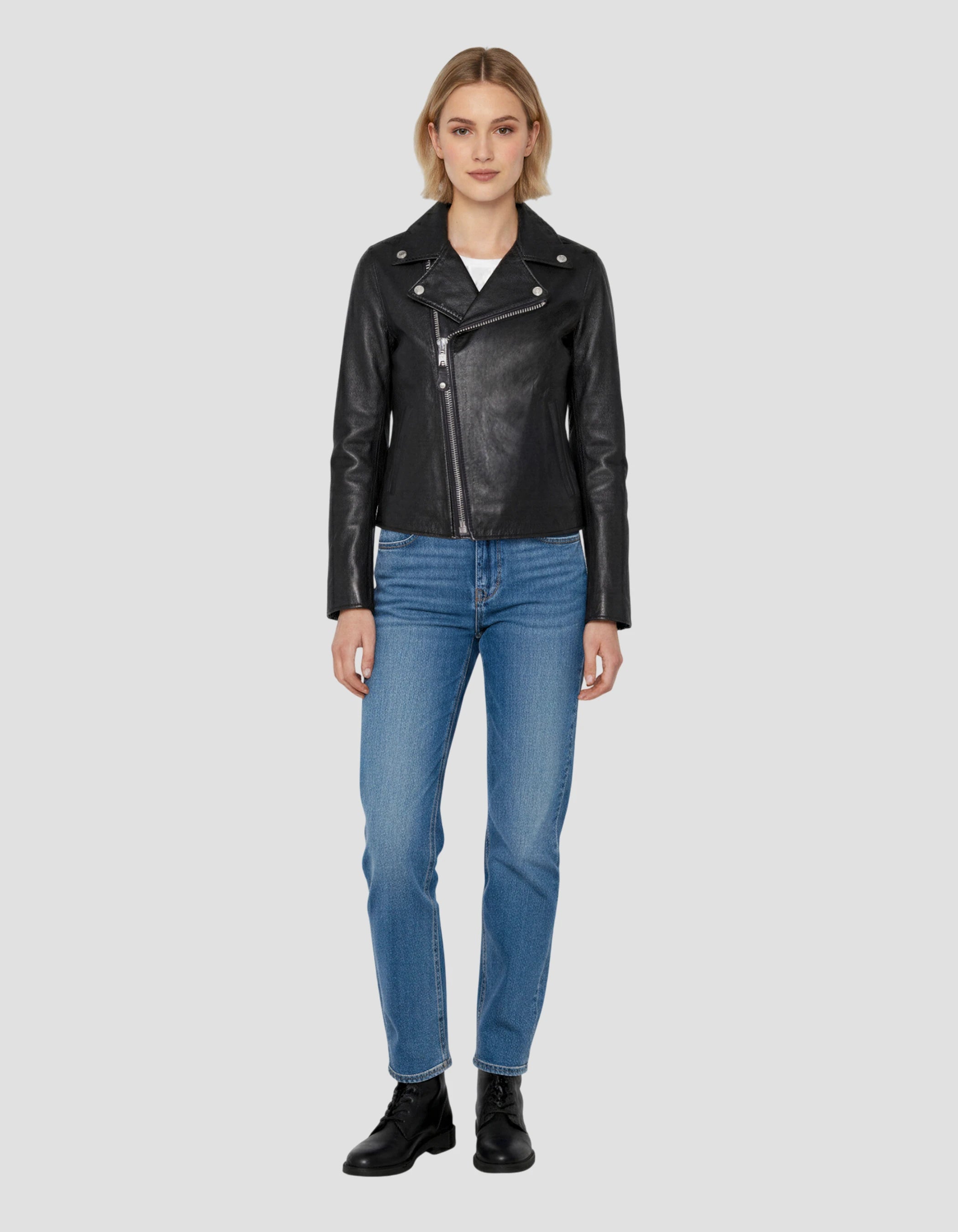 Chaqueta Perfecto® negra, piel de cordero-1