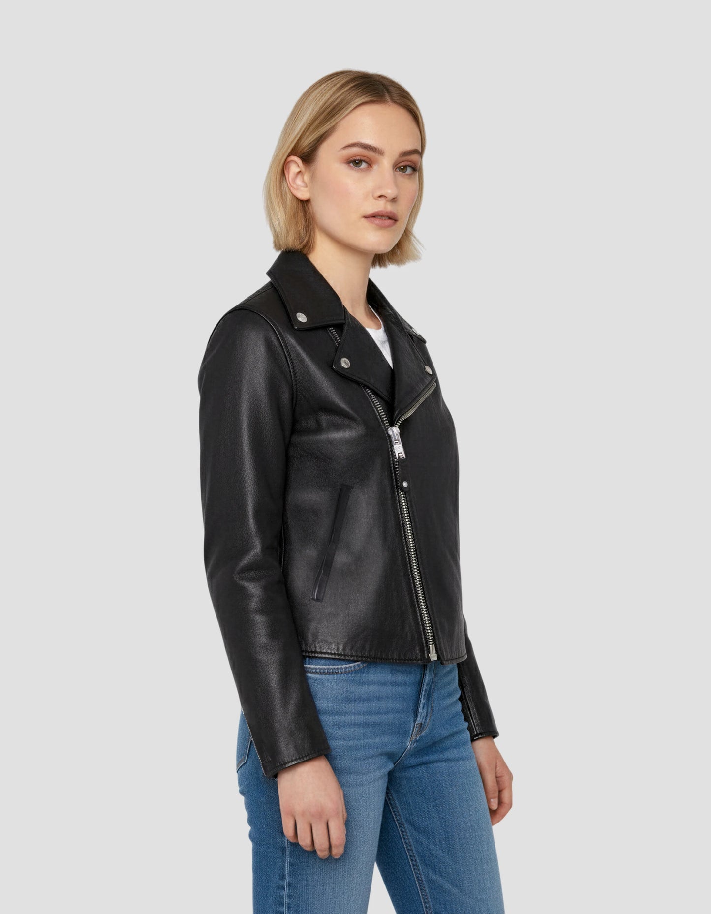 Chaqueta Perfecto® negra, piel de cordero