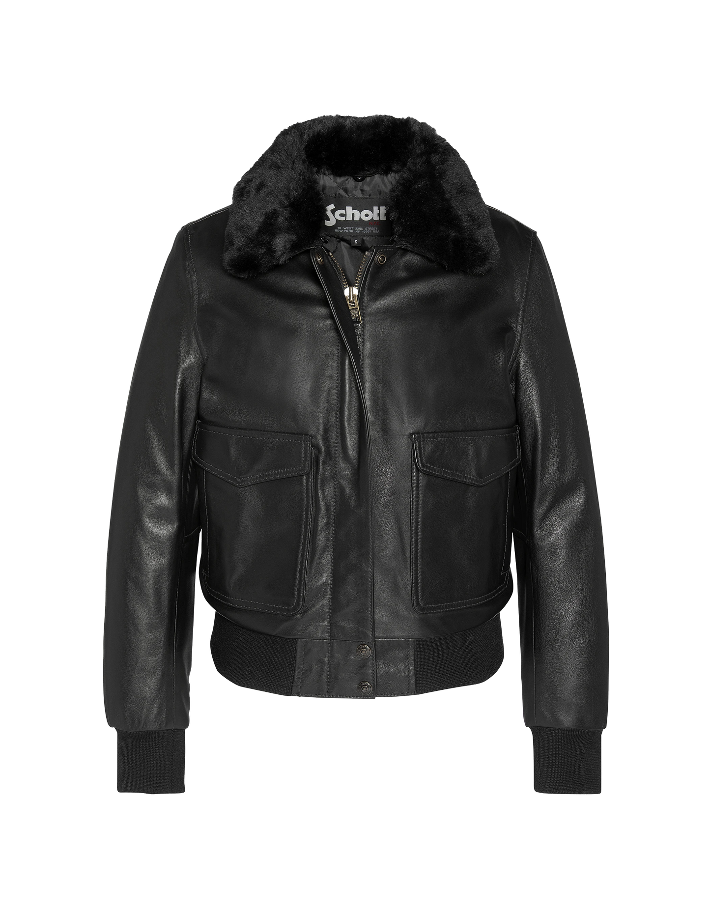 Schwarze Jacke mit abnehmbarem Kunstpelzkragen