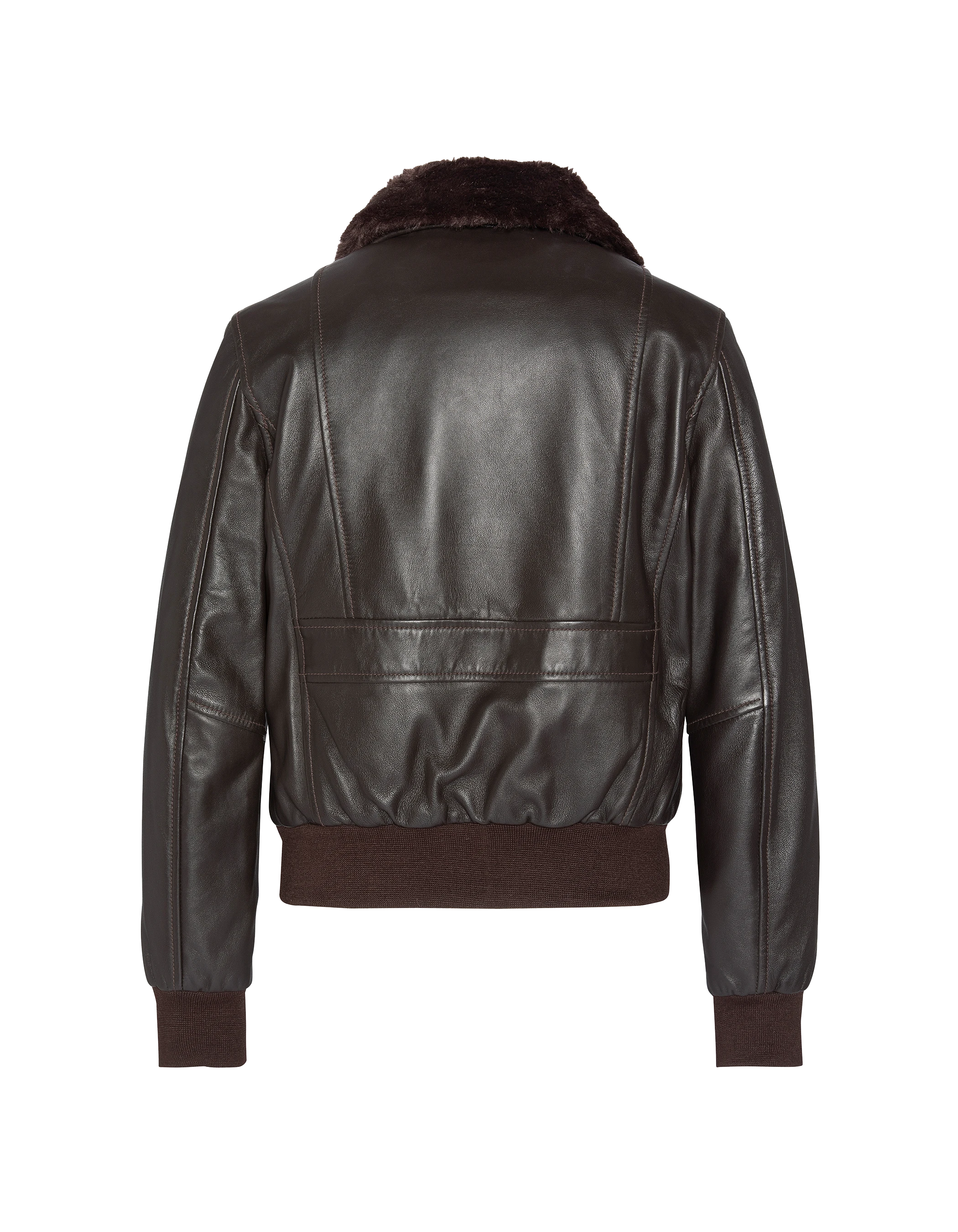 Giacca marrone scuro con collo di pelliccia in finto rimovibile-6