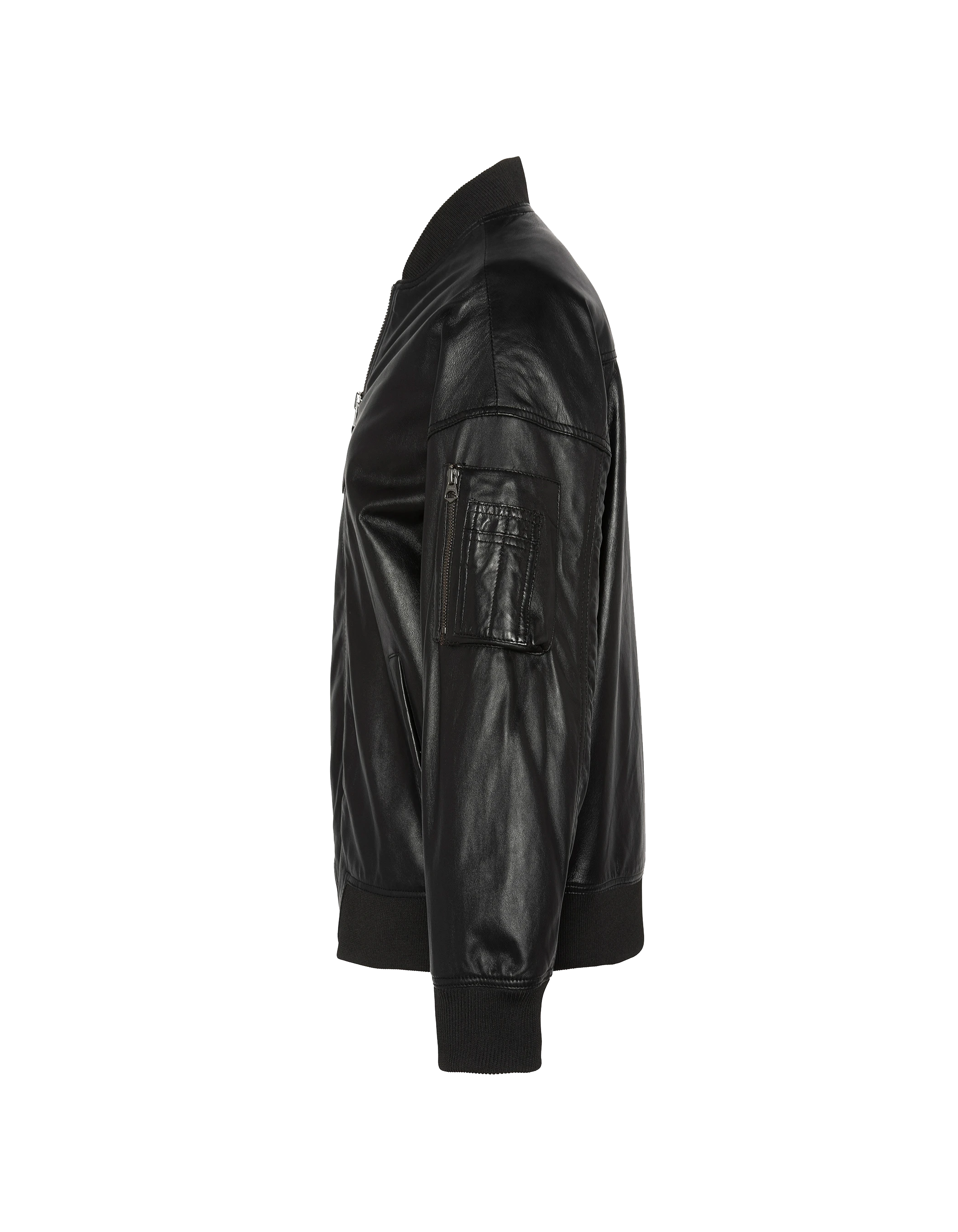 Long black mA-1 bomber, lamb leather-3