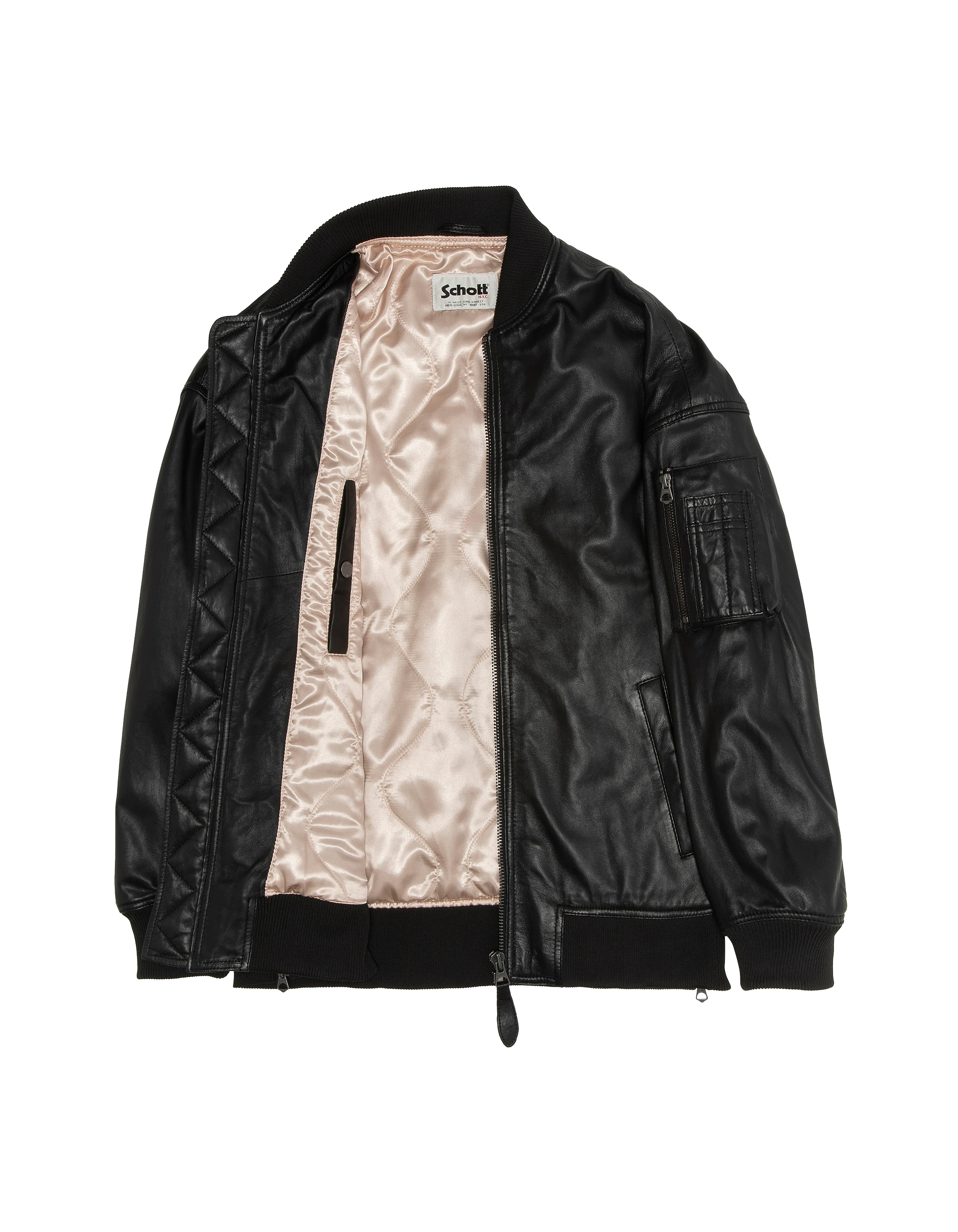 Long black mA-1 bomber, lamb leather-4
