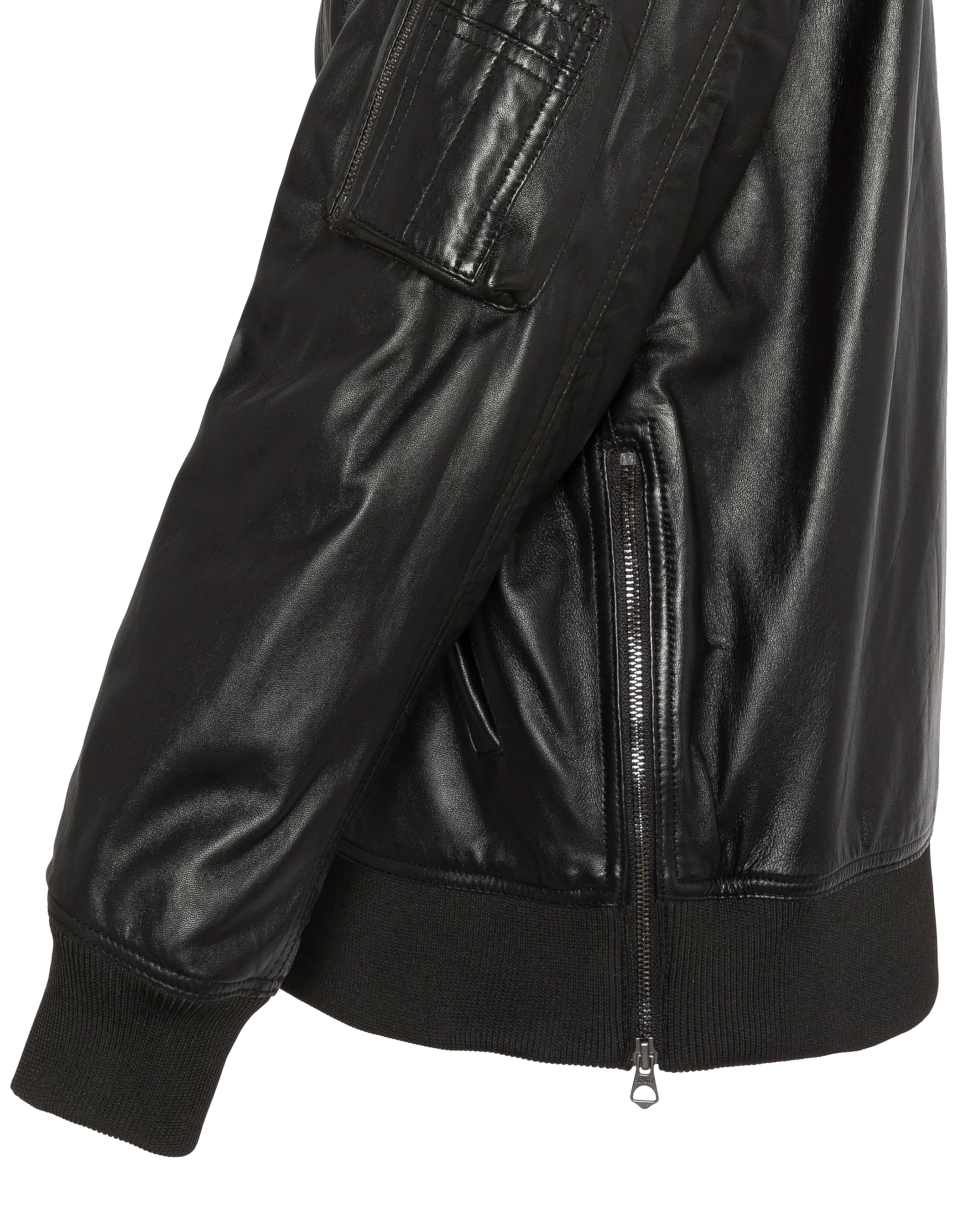 Long black mA-1 bomber, lamb leather-5