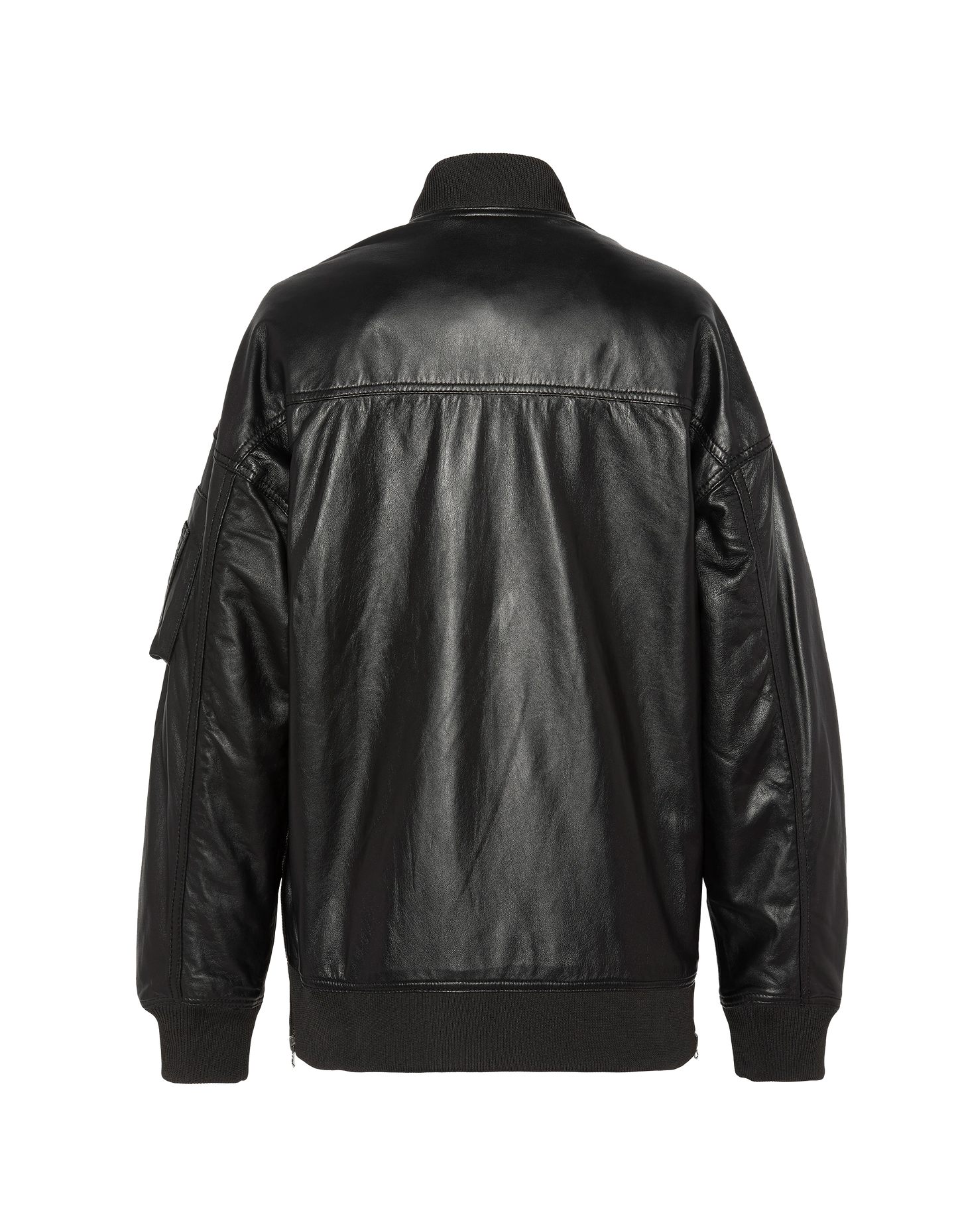 Long black mA-1 bomber, lamb leather