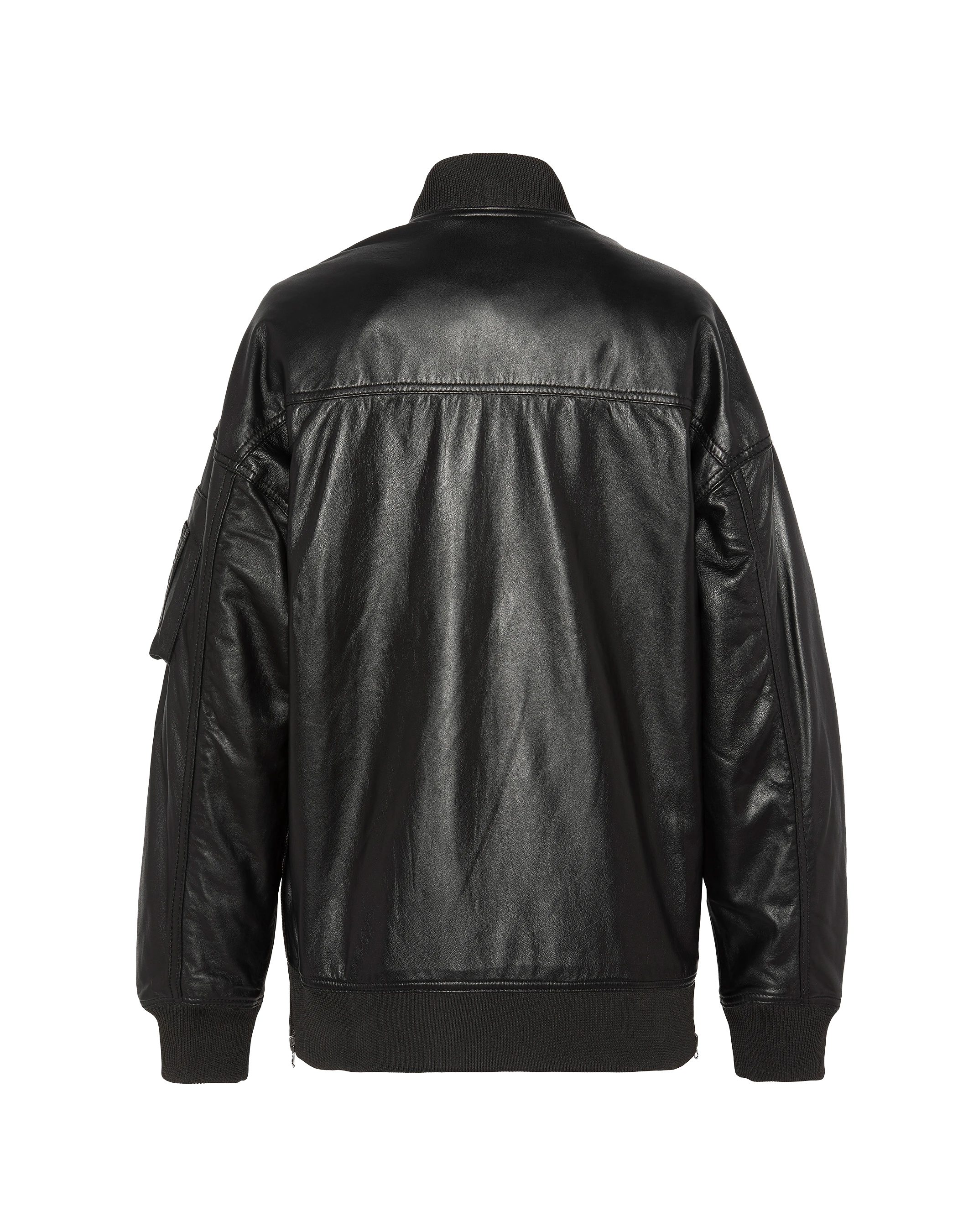 Long black mA-1 bomber, lamb leather-2