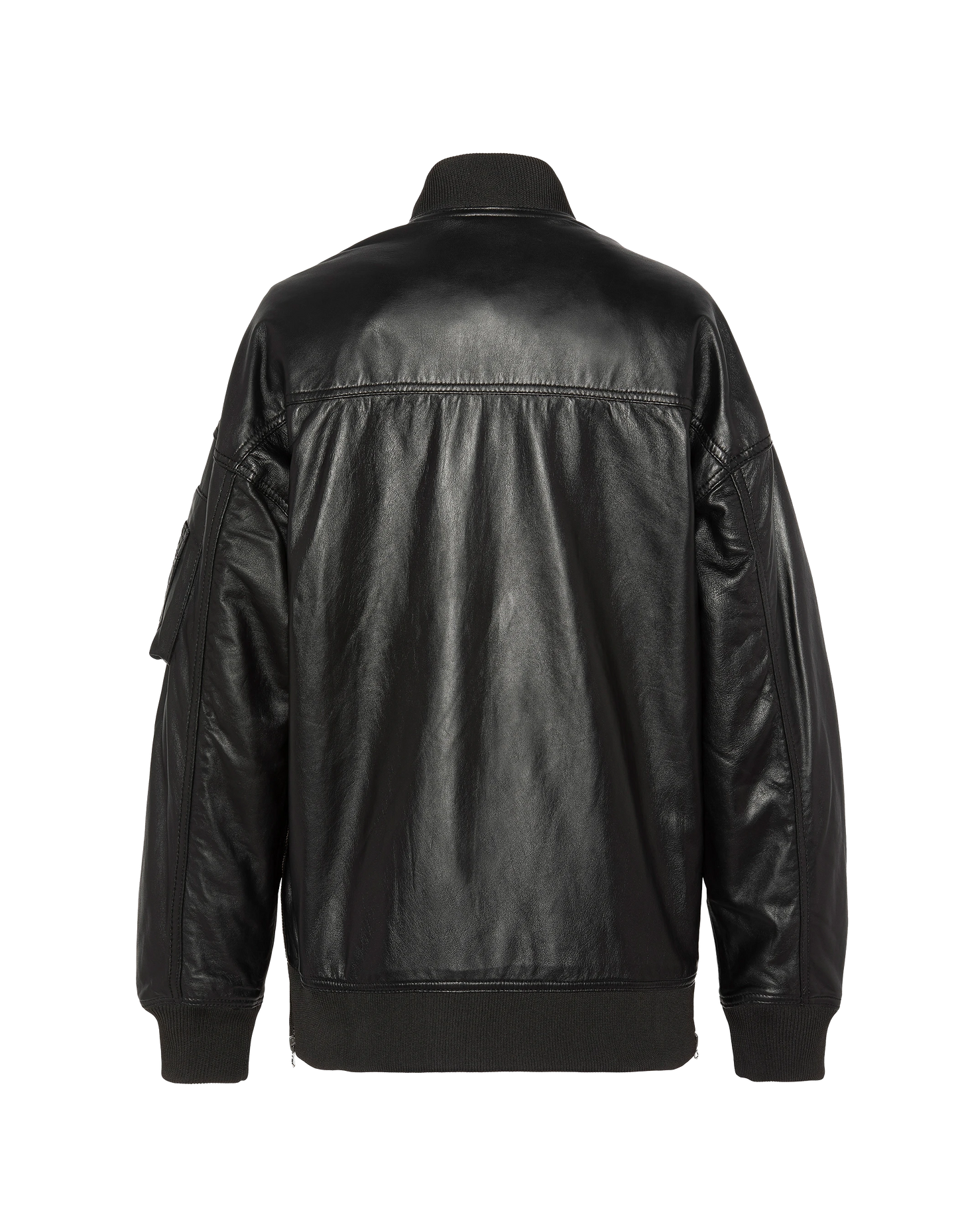 Long Black MA-1 Bomber, cuero de cordero