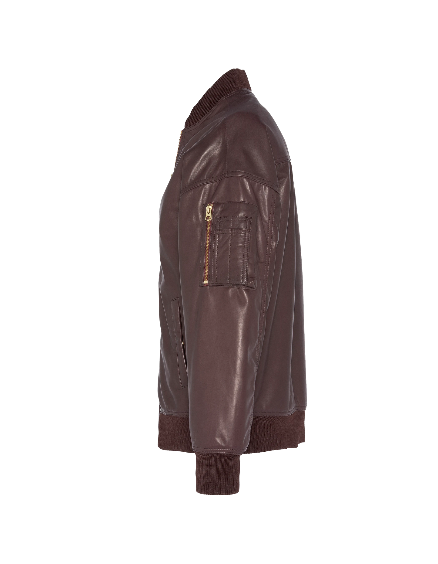 Bomber MA-1 Bordeaux Long, in pelle di agnello