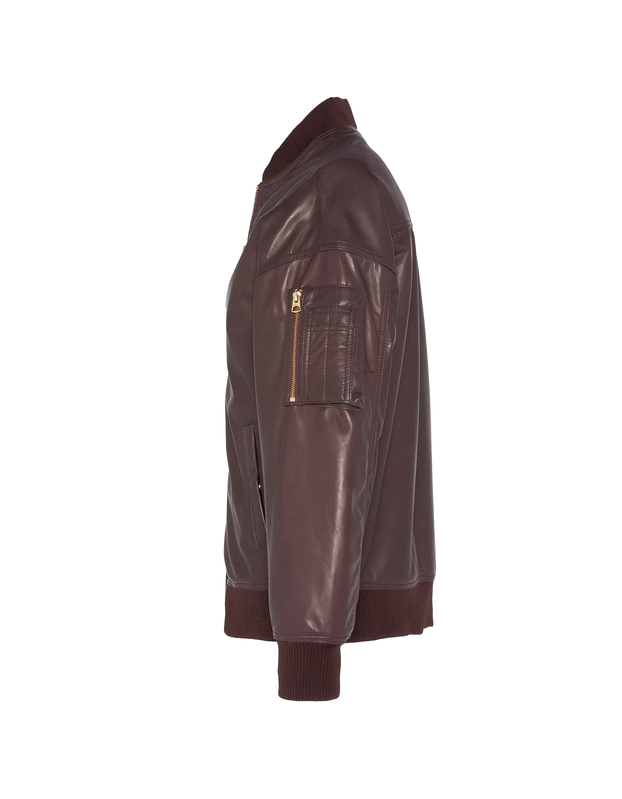 Bomber MA-1 Bordeaux Long, in pelle di agnello-7