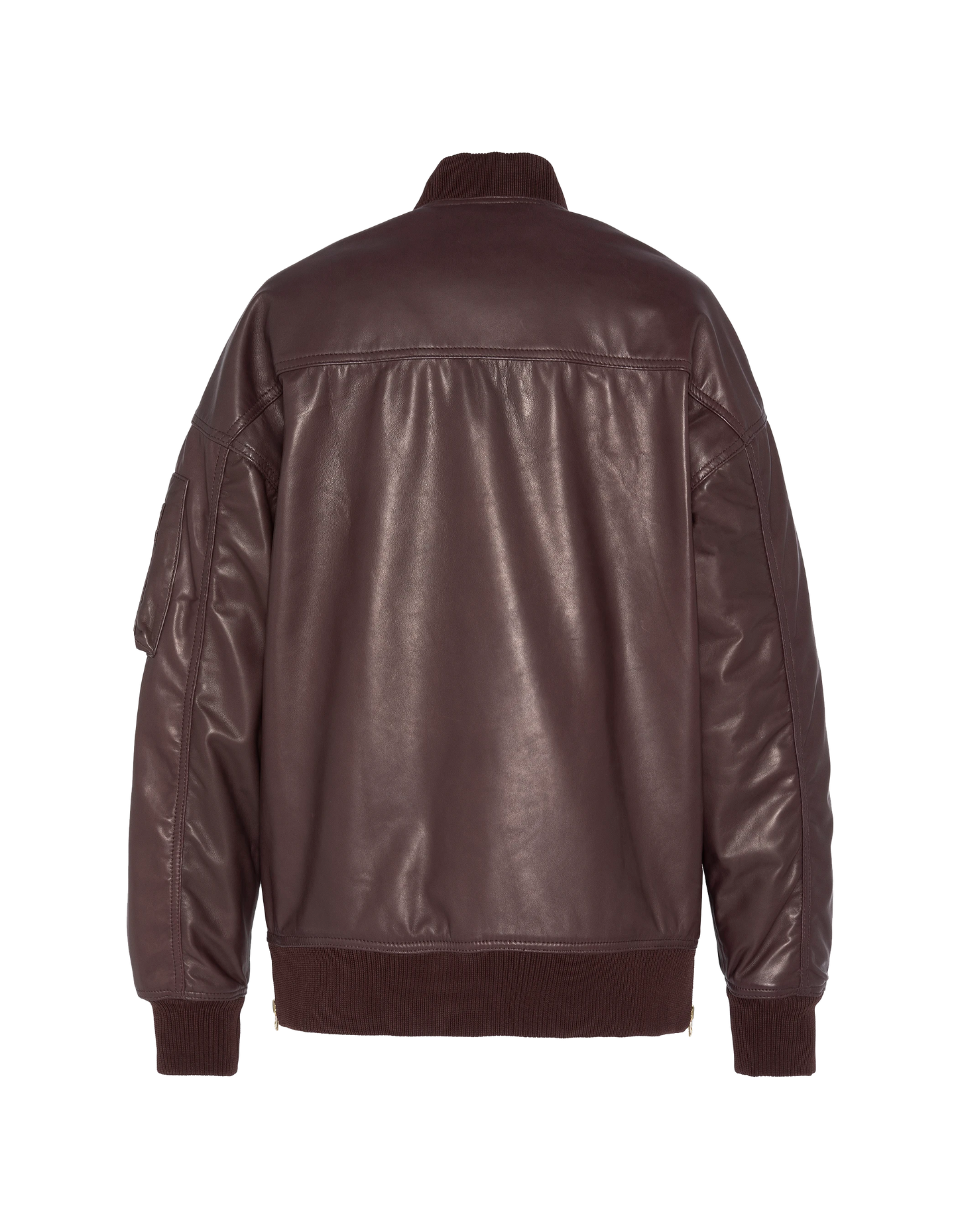 Bomber MA-1 Bordeaux Long, in pelle di agnello