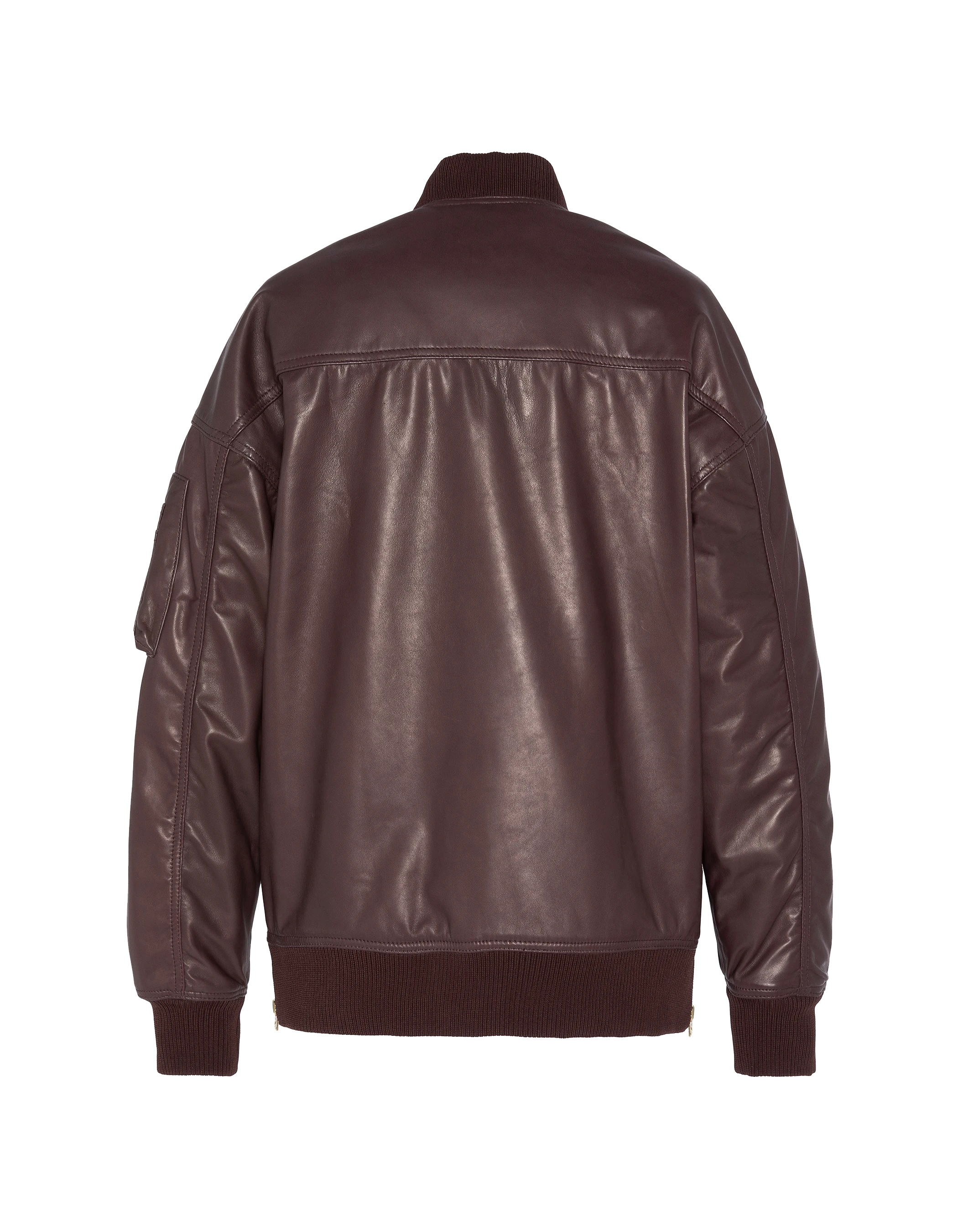 Bomber MA-1 Bordeaux Long, in pelle di agnello-10