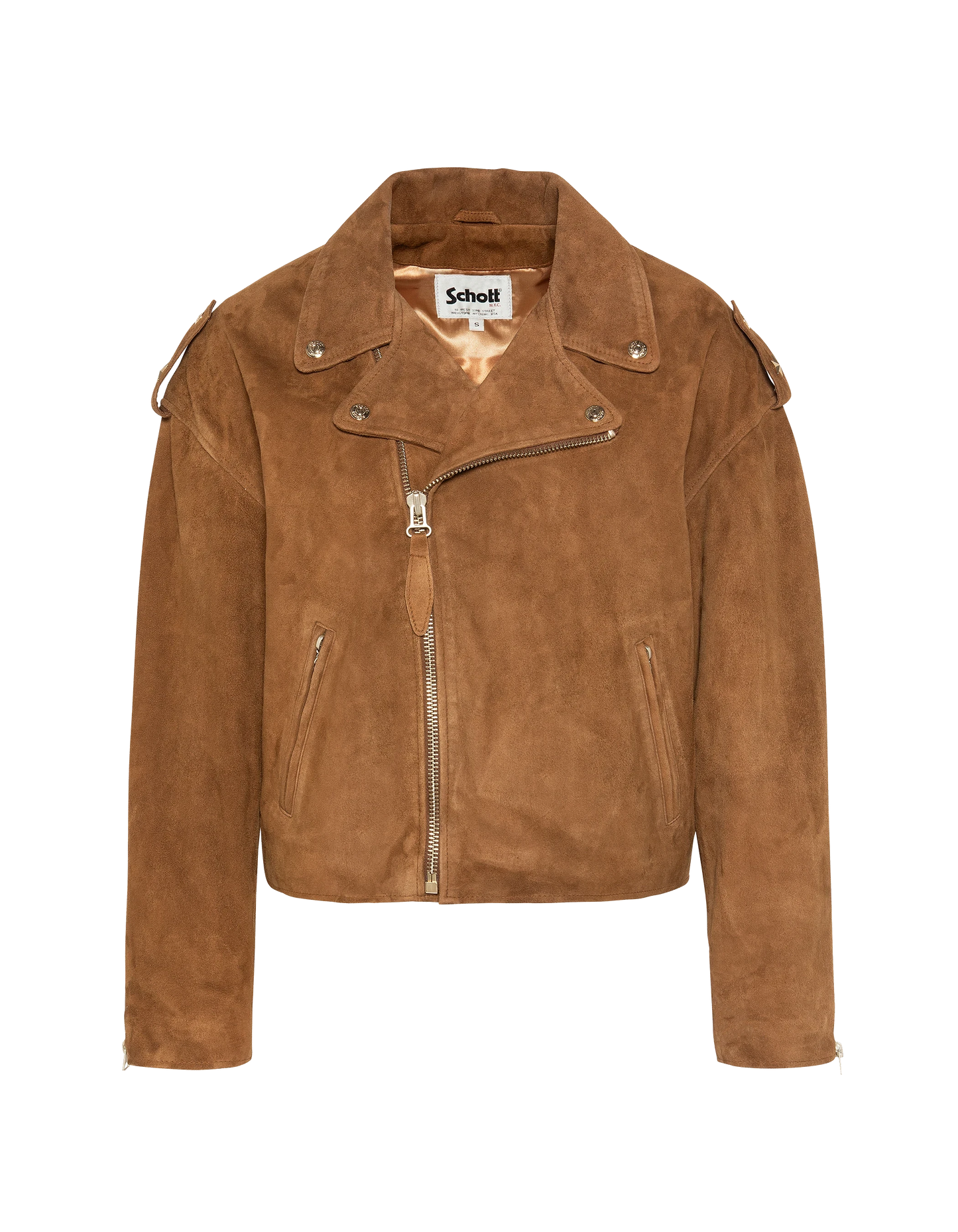 Blouson Perfecto 90's court caramel, chèvre velours