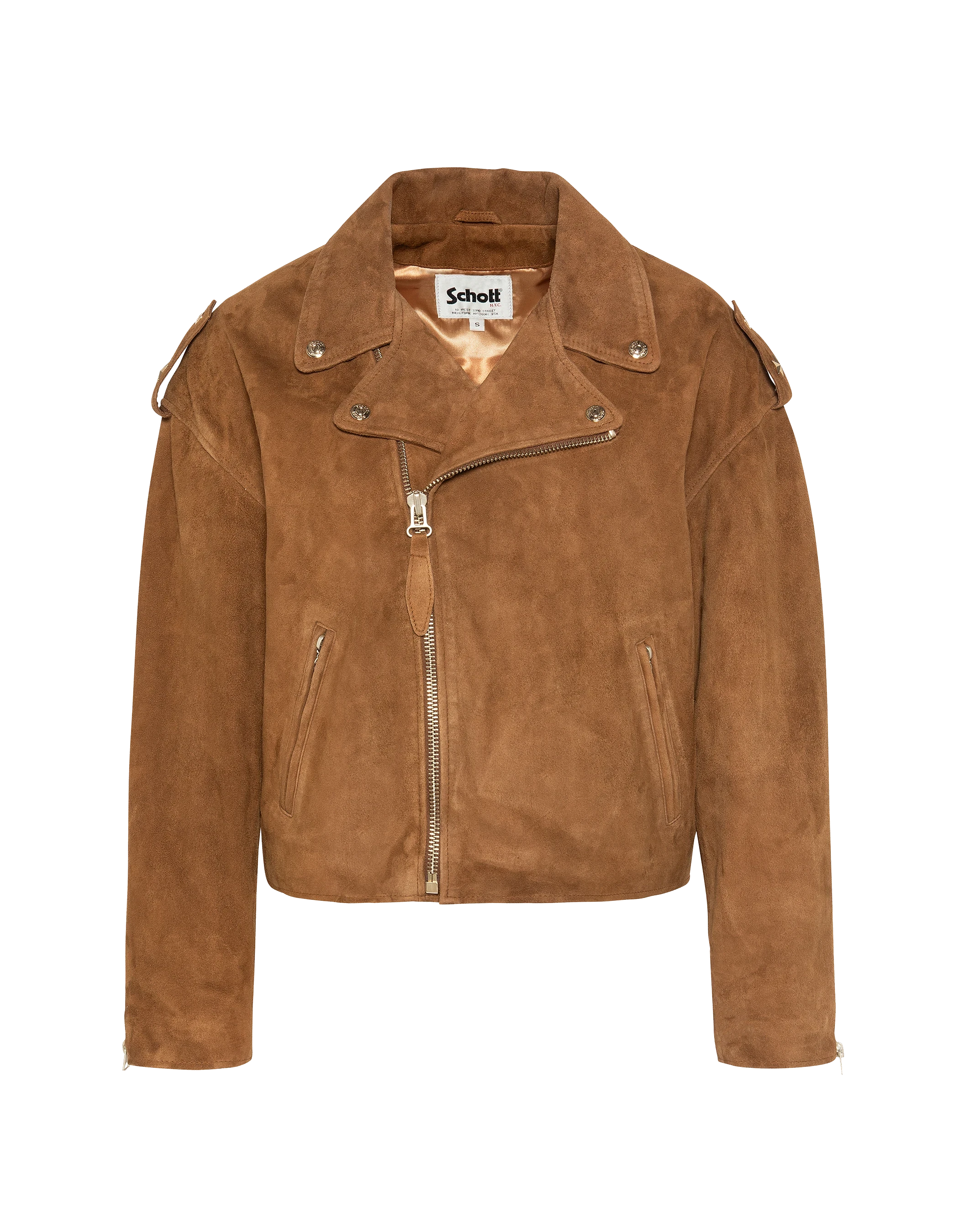Blouson Perfecto 90's court caramel, chèvre velours-2