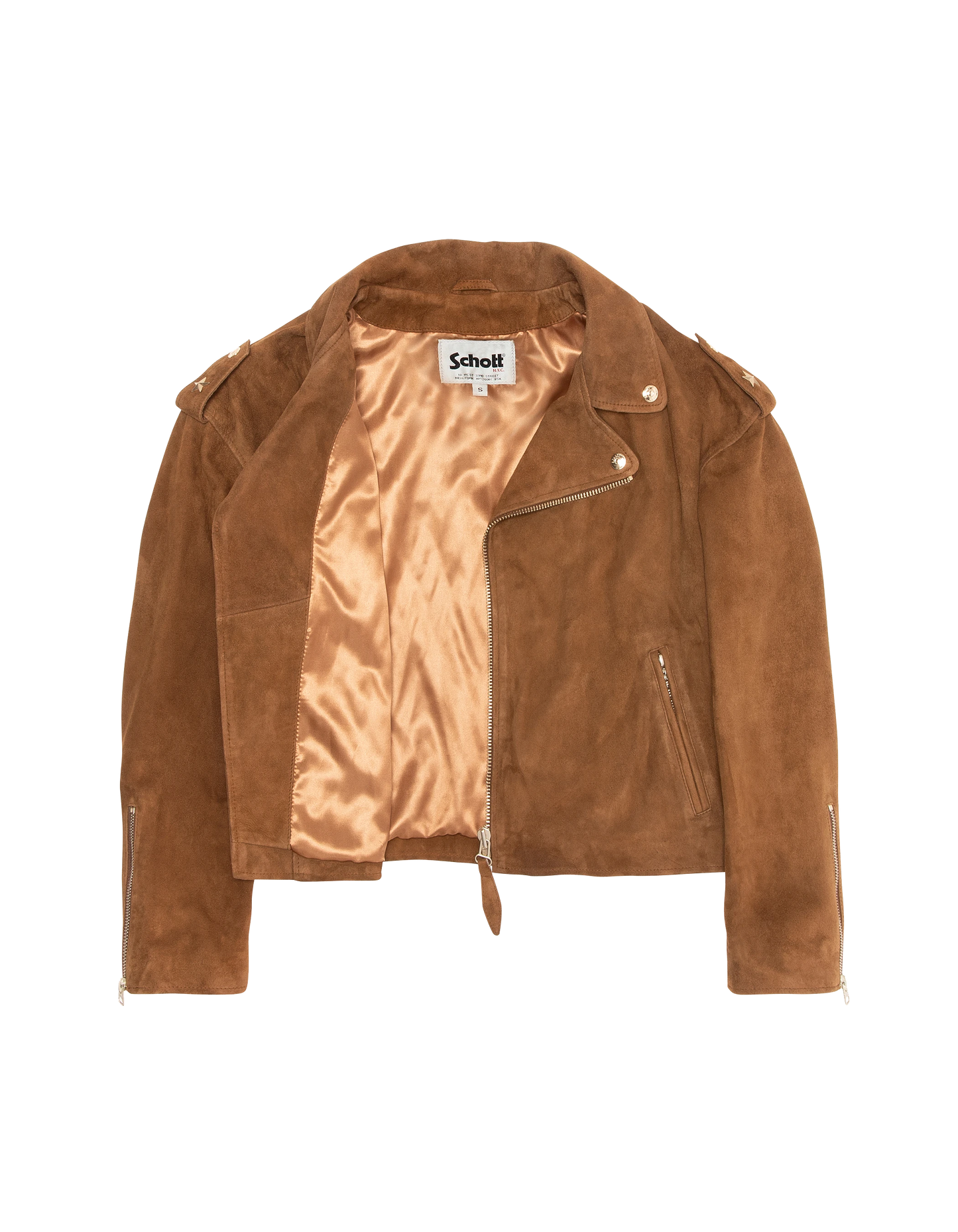 Blouson Perfecto 90's court caramel, chèvre velours