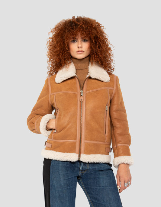 Amber bomber jacket, double -sided sheep